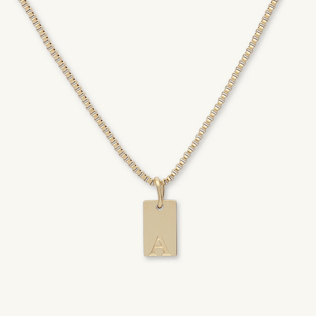 Initial Letter Tag Chain Necklace