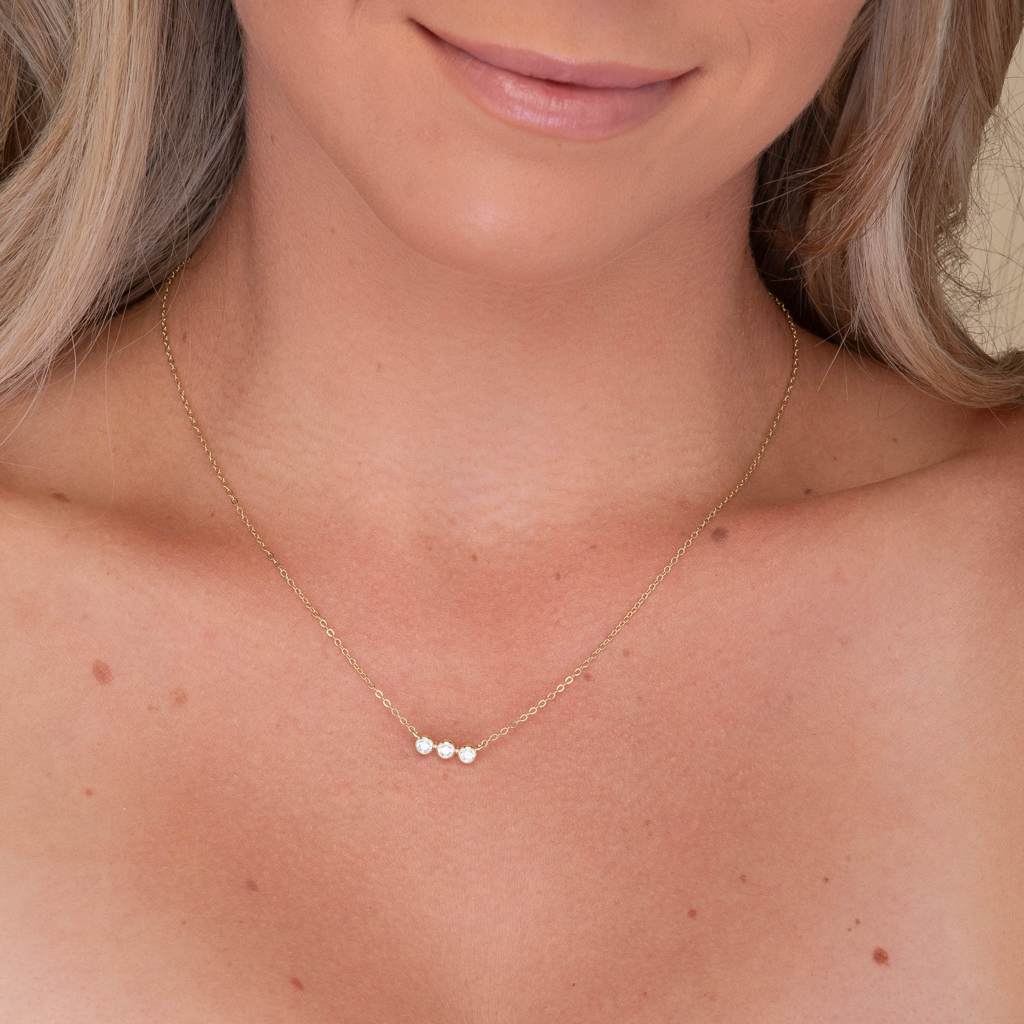 Trio Bezel Moissanite Necklace