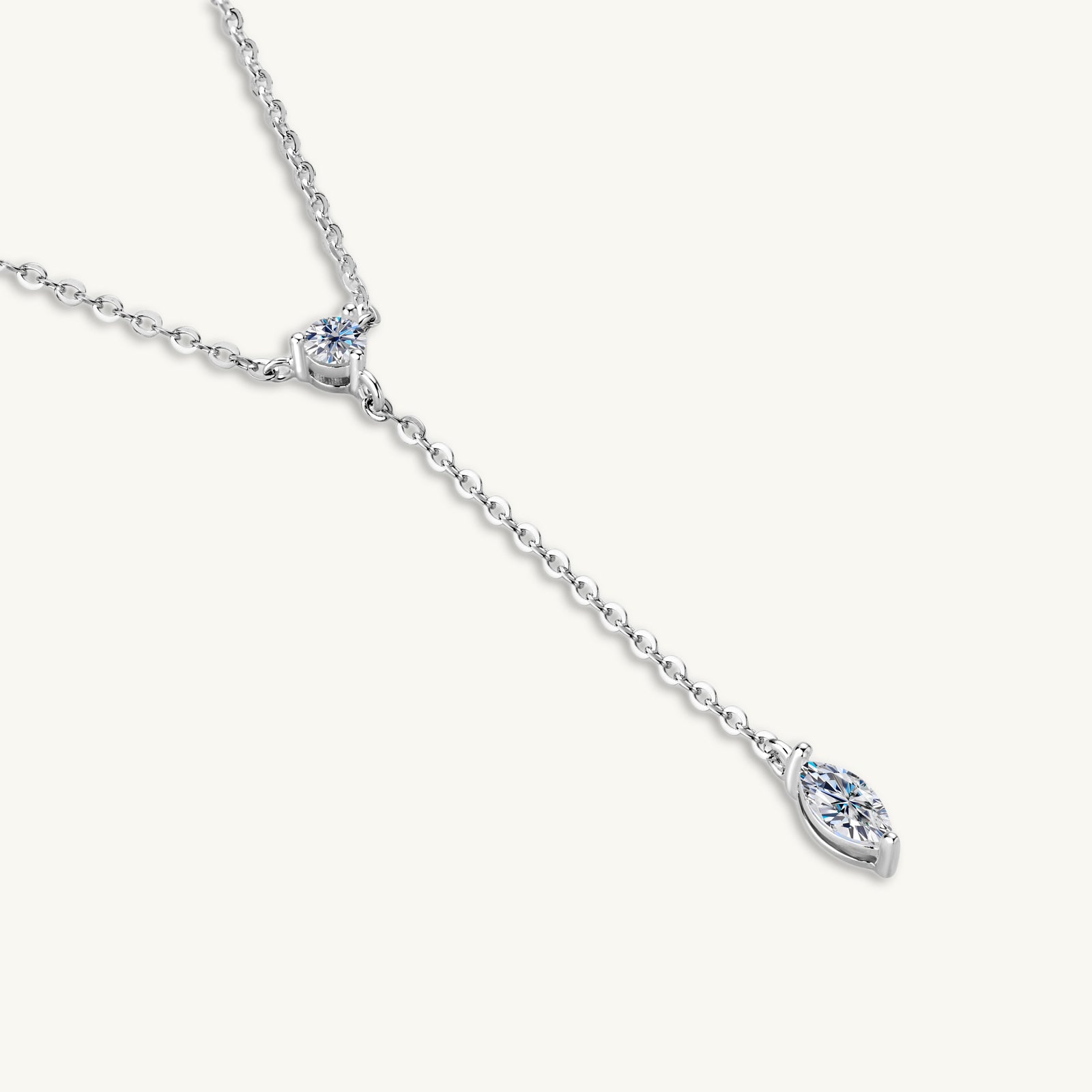 Marquise Y Drop Moissanite Long Necklace