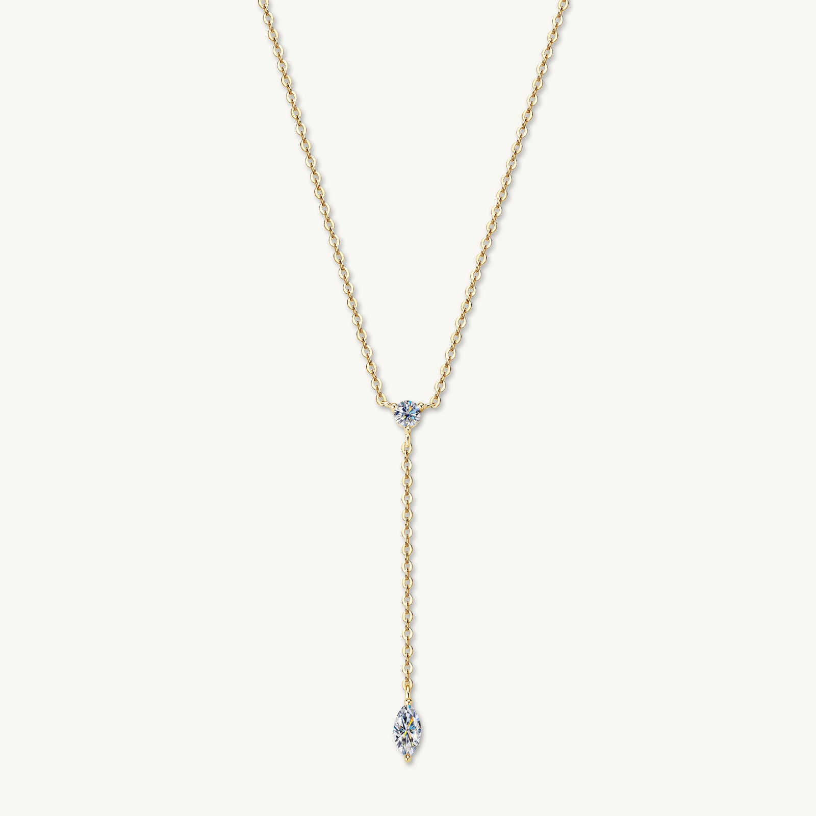 Marquise Y Drop Moissanite Long Necklace