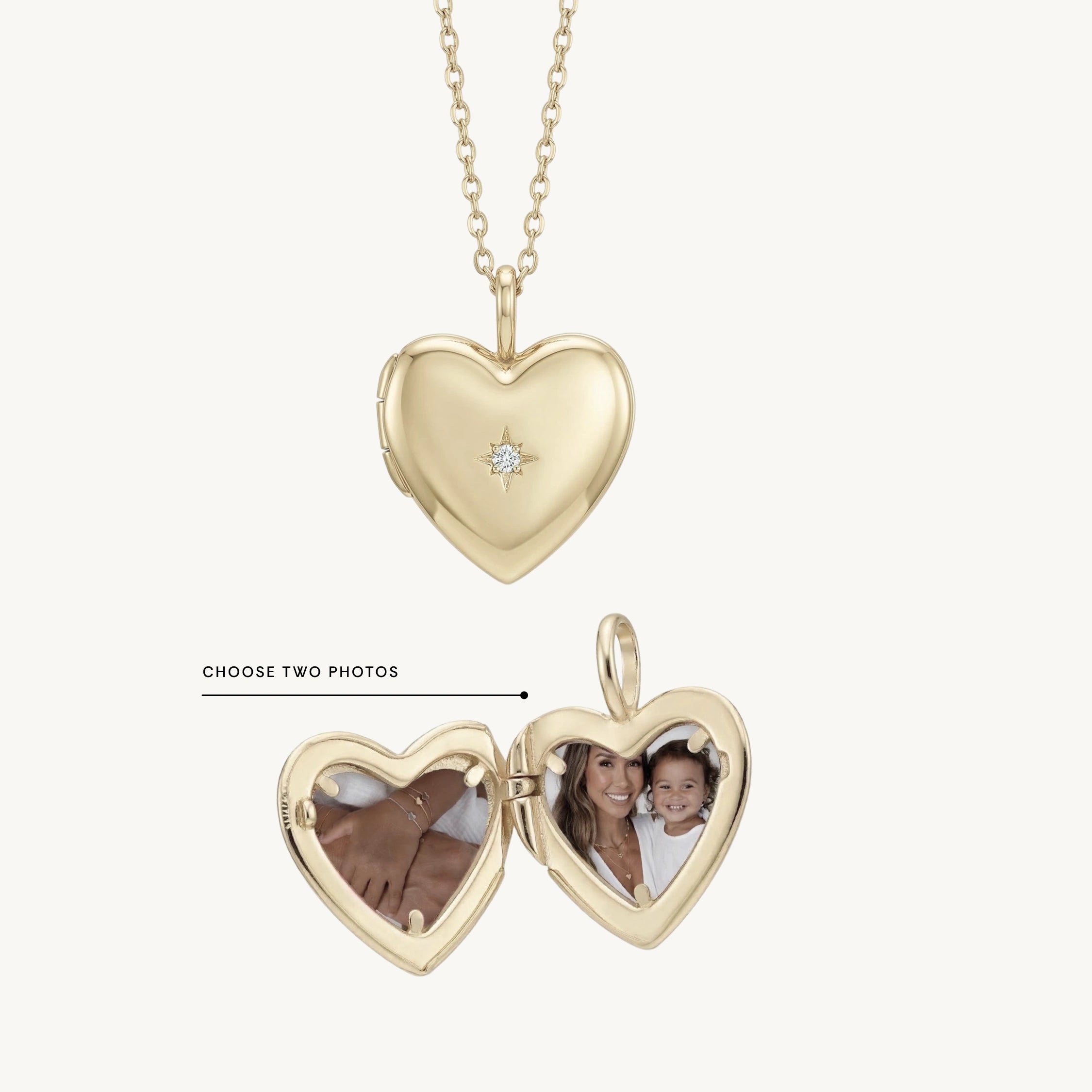 North Star Heart Photo Locket Necklace