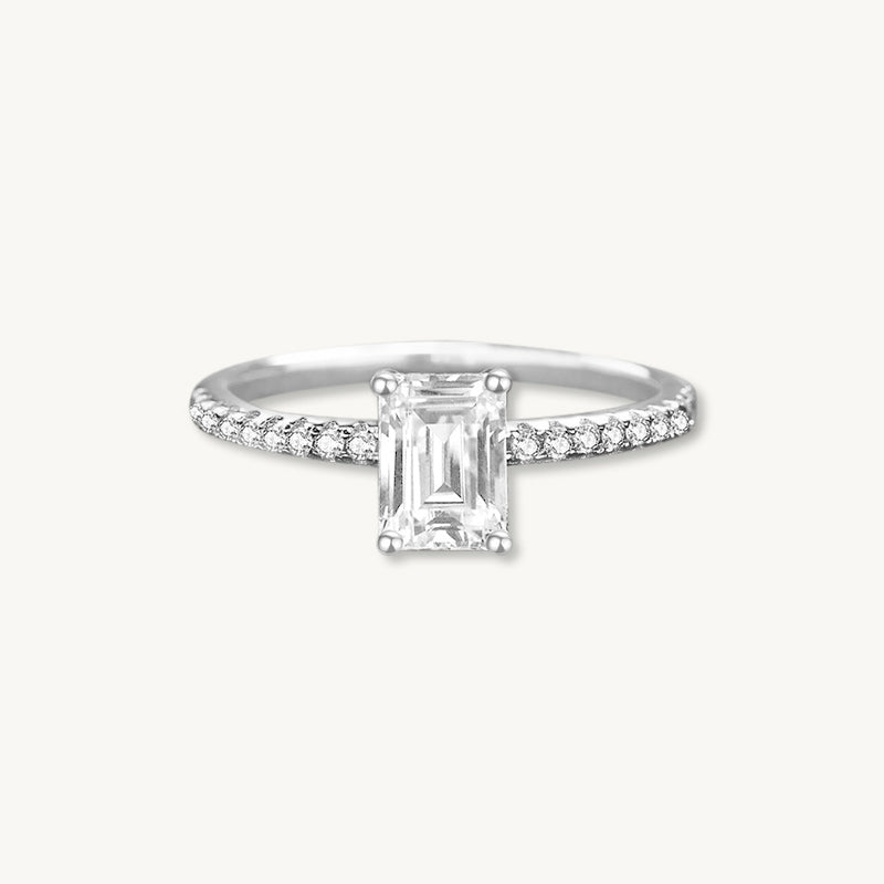 1ct The Classic Emerald Moissanite Diamond Engagement Ring