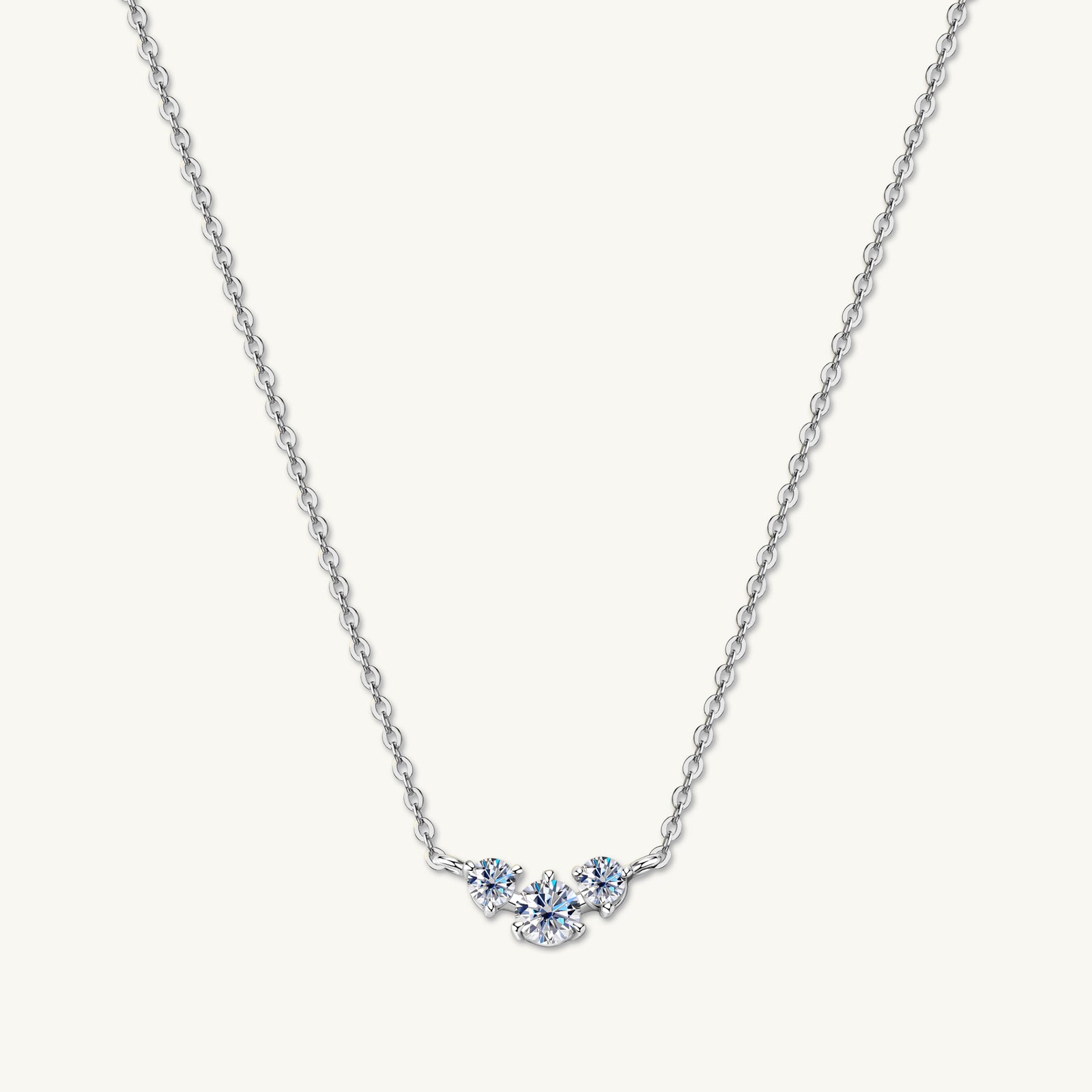 Trio Solitaire Moissanite Necklace