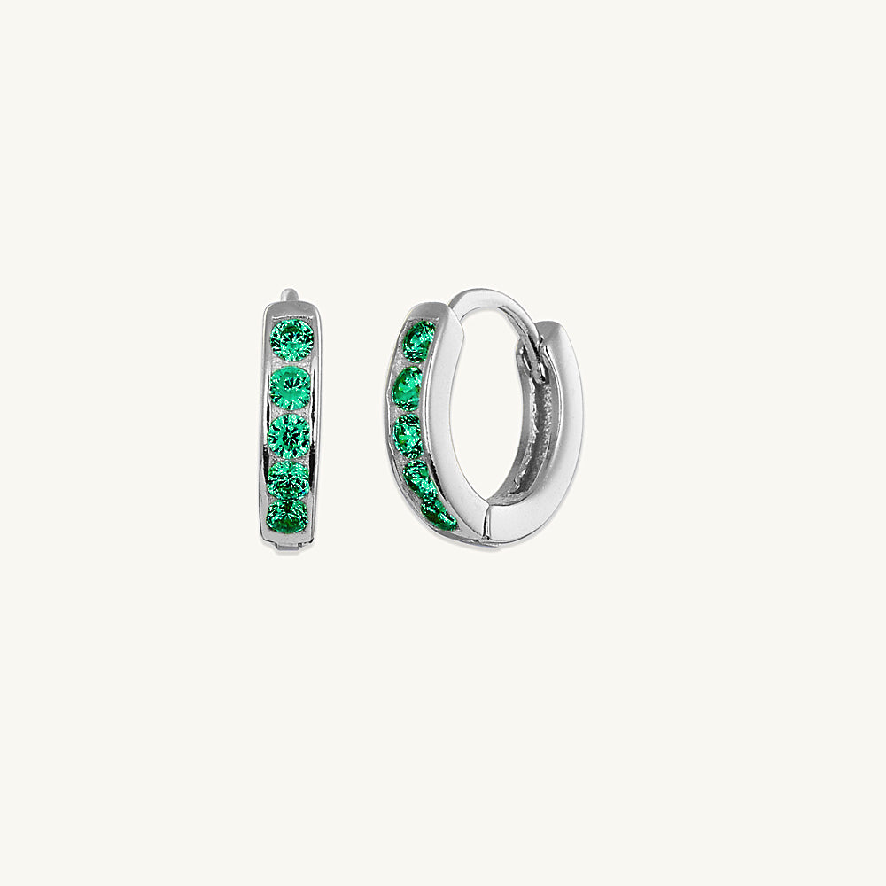 Emerald Inlay Huggie Earrings