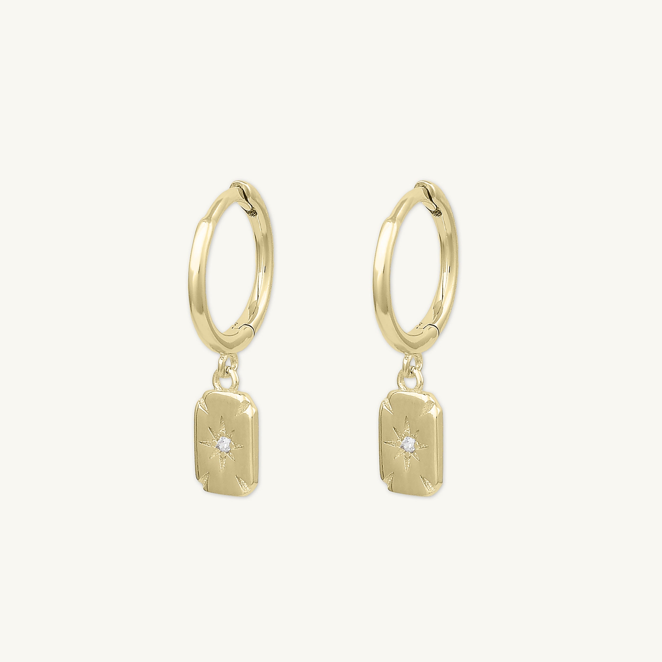 North Star Rectangle Huggie Hoop Earrings