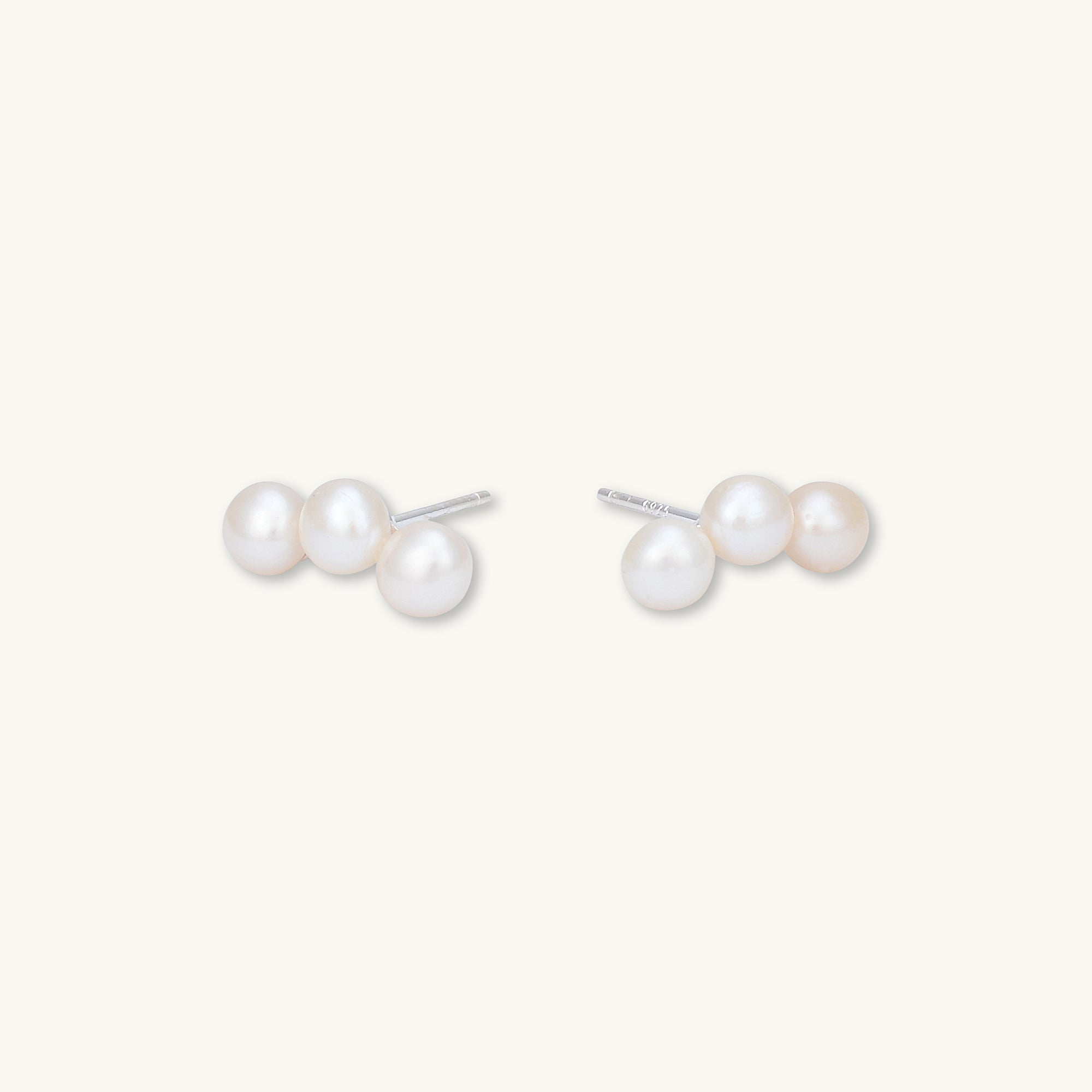 Trio Pearl Stud Earrings