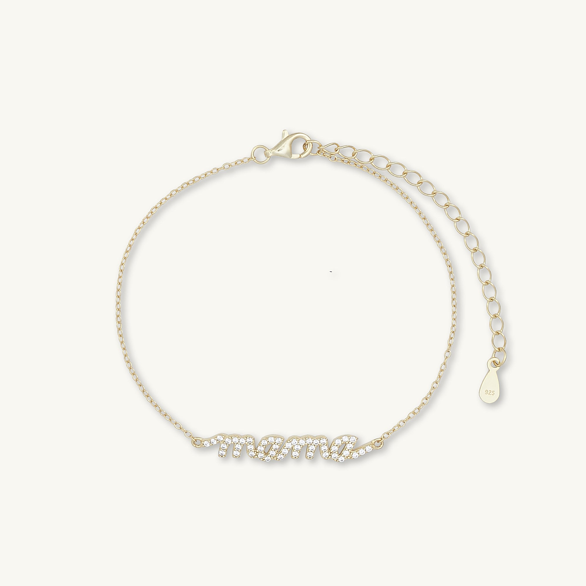 Mama Nameplate Sapphire Chain Bracelet