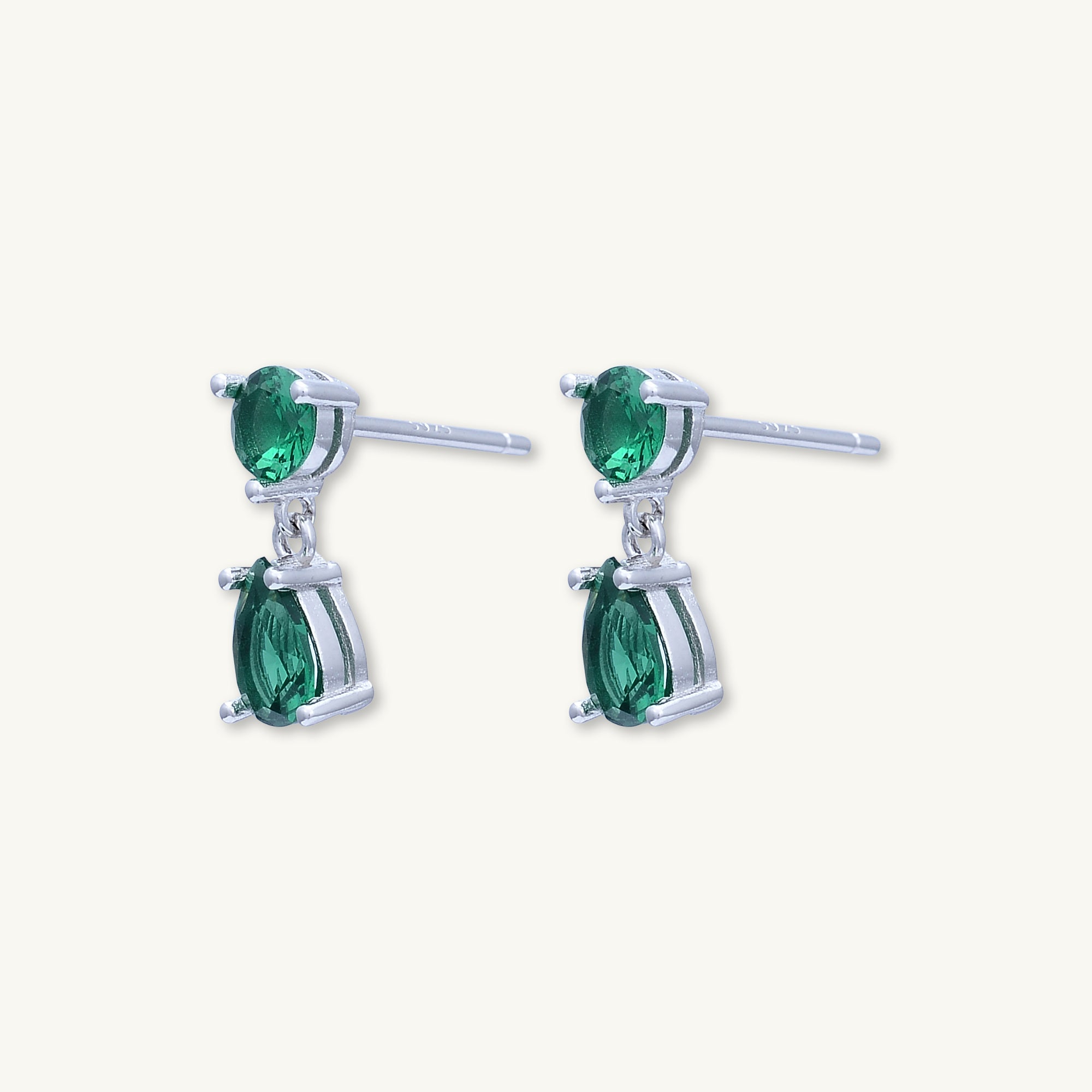 Emerald Teardrop Sapphire Earrings