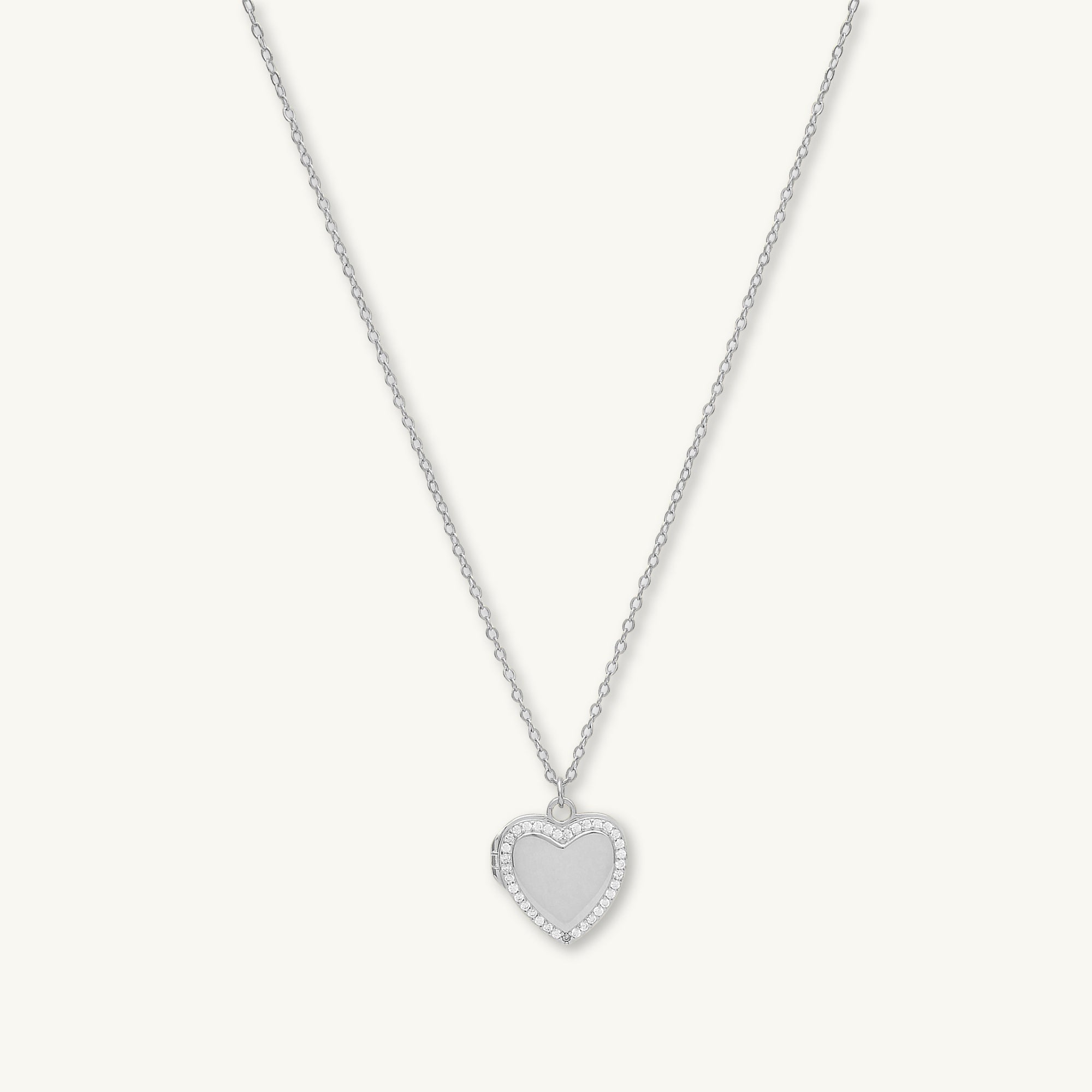 Heart Sapphire Photo Locket Necklace