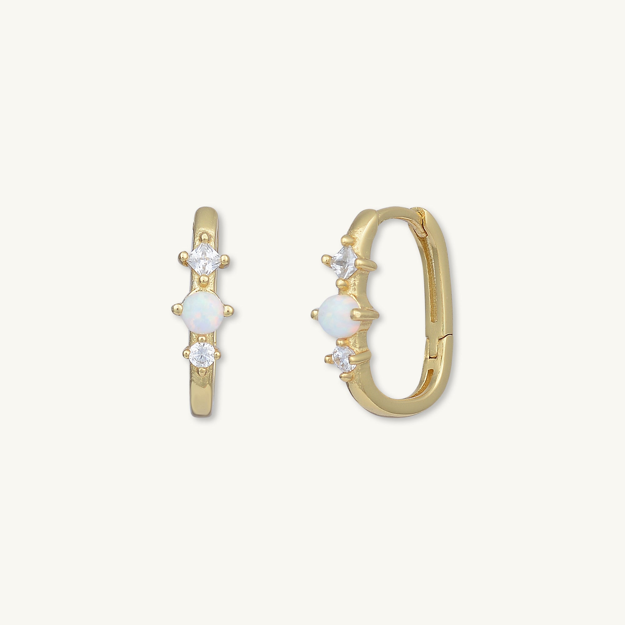 Opal Sapphire Huggie Earrings