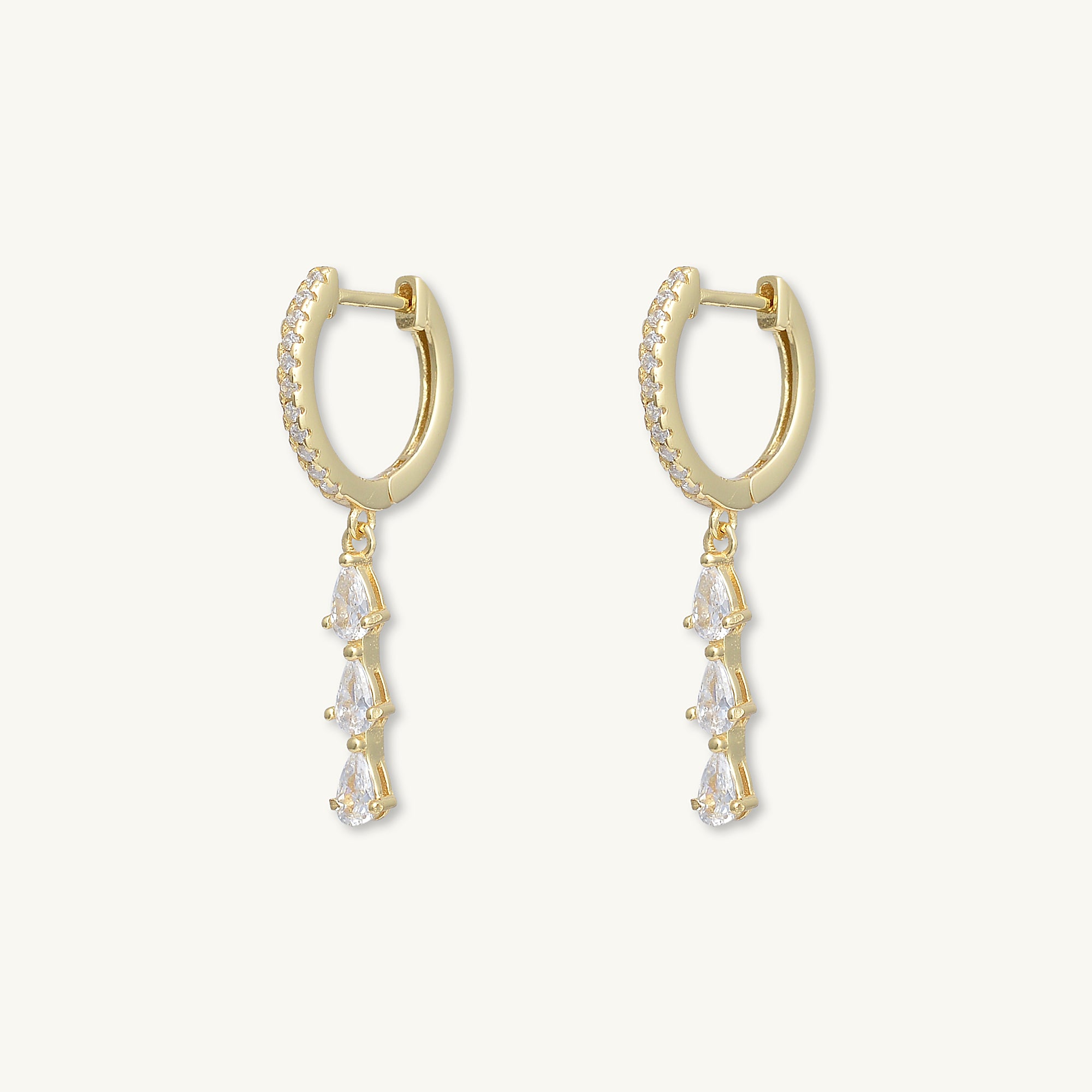 Teardrop Bar Zirconia Huggie Hoop Earrings