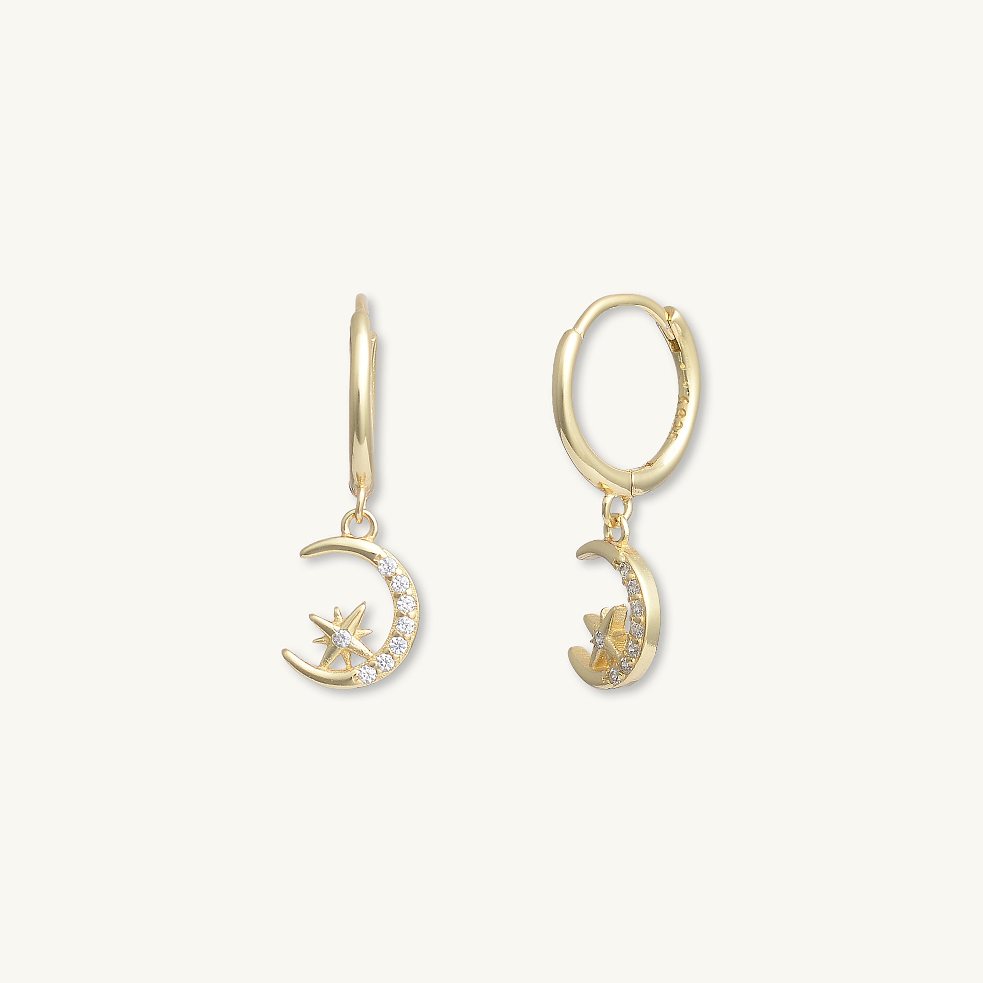 Crescent Moon Zirconia Huggie Earrings