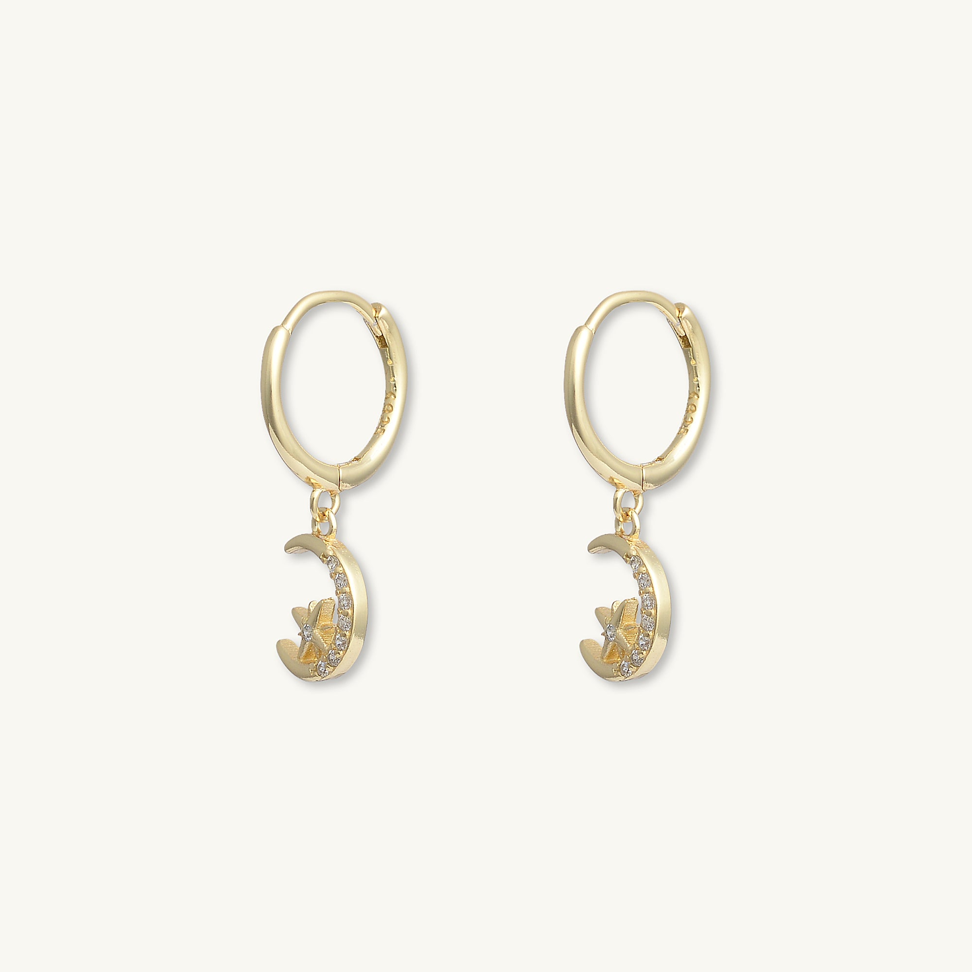 Crescent Moon Zirconia Huggie Earrings