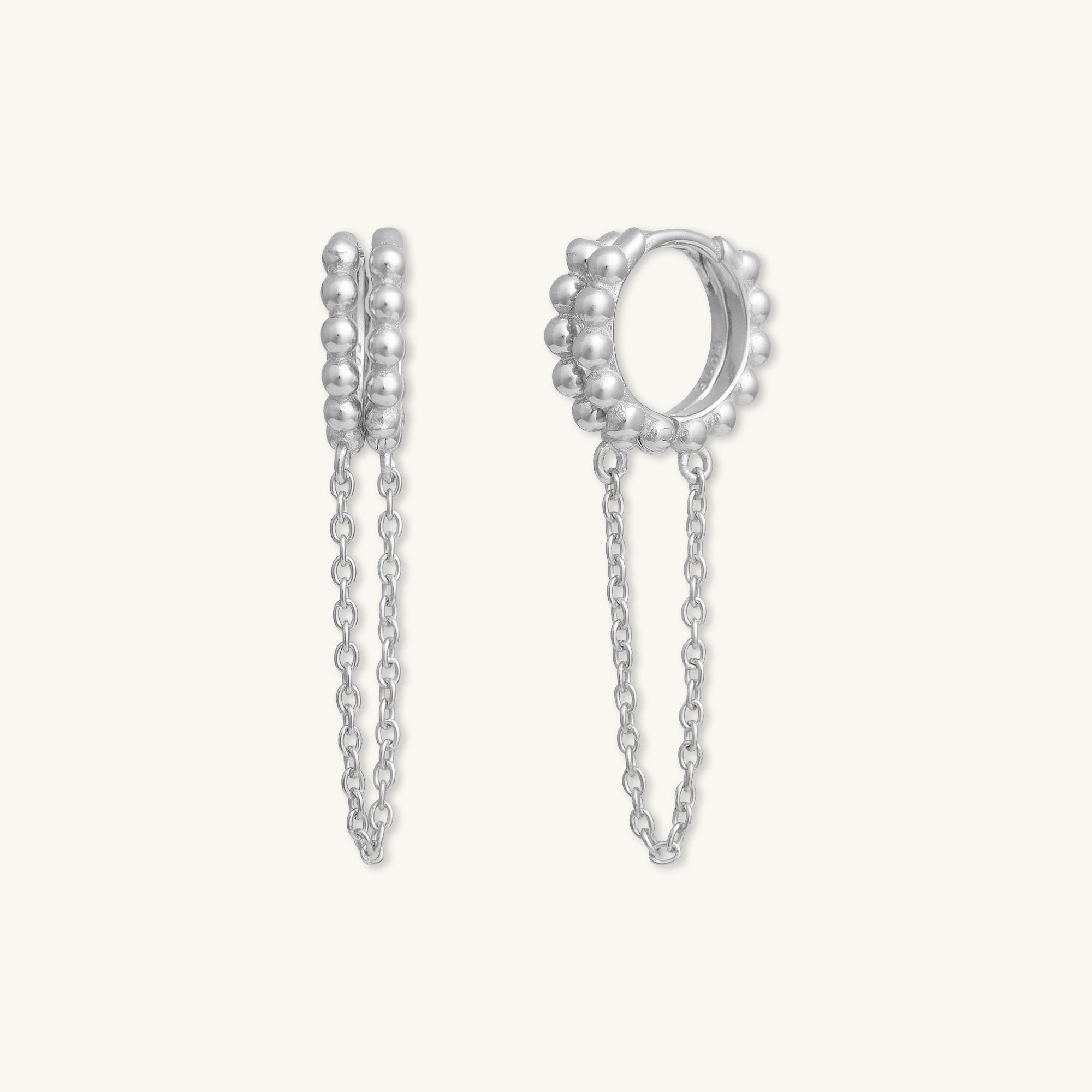 Ball Dangling Chain Huggie Earrings