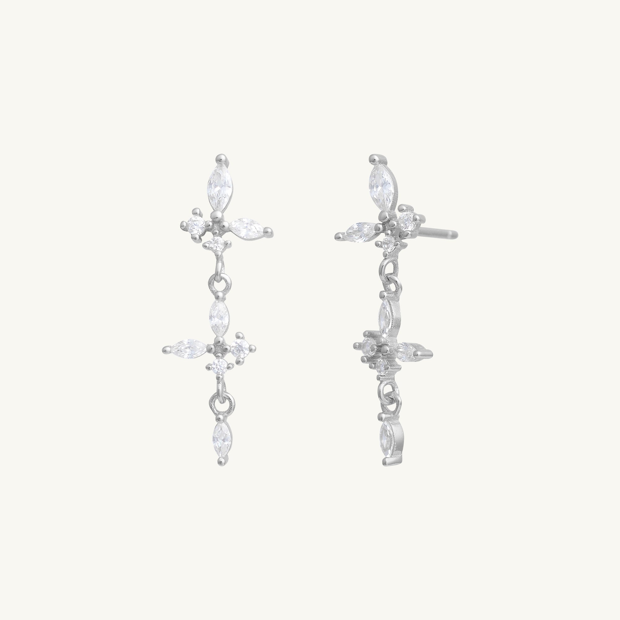 Butterfly Zirconia Dangle Stud Earrings