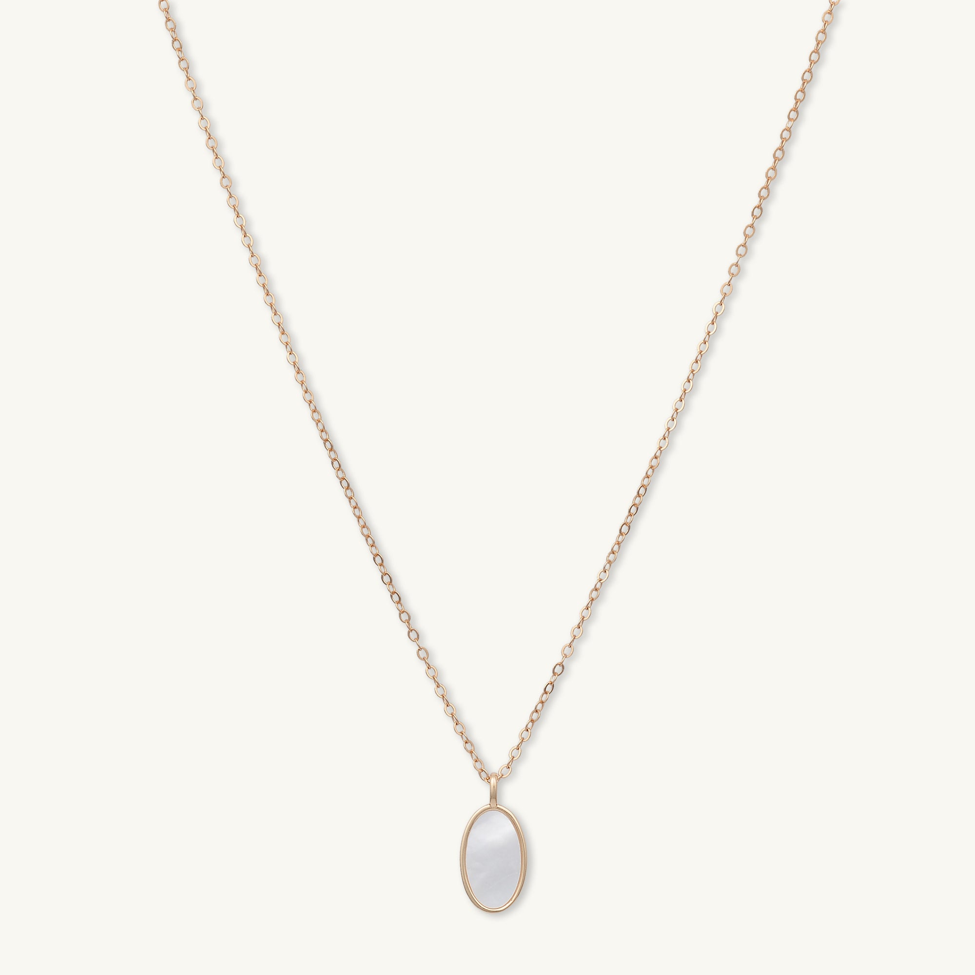 Mother Of Pearl Oval Medallion Necklace