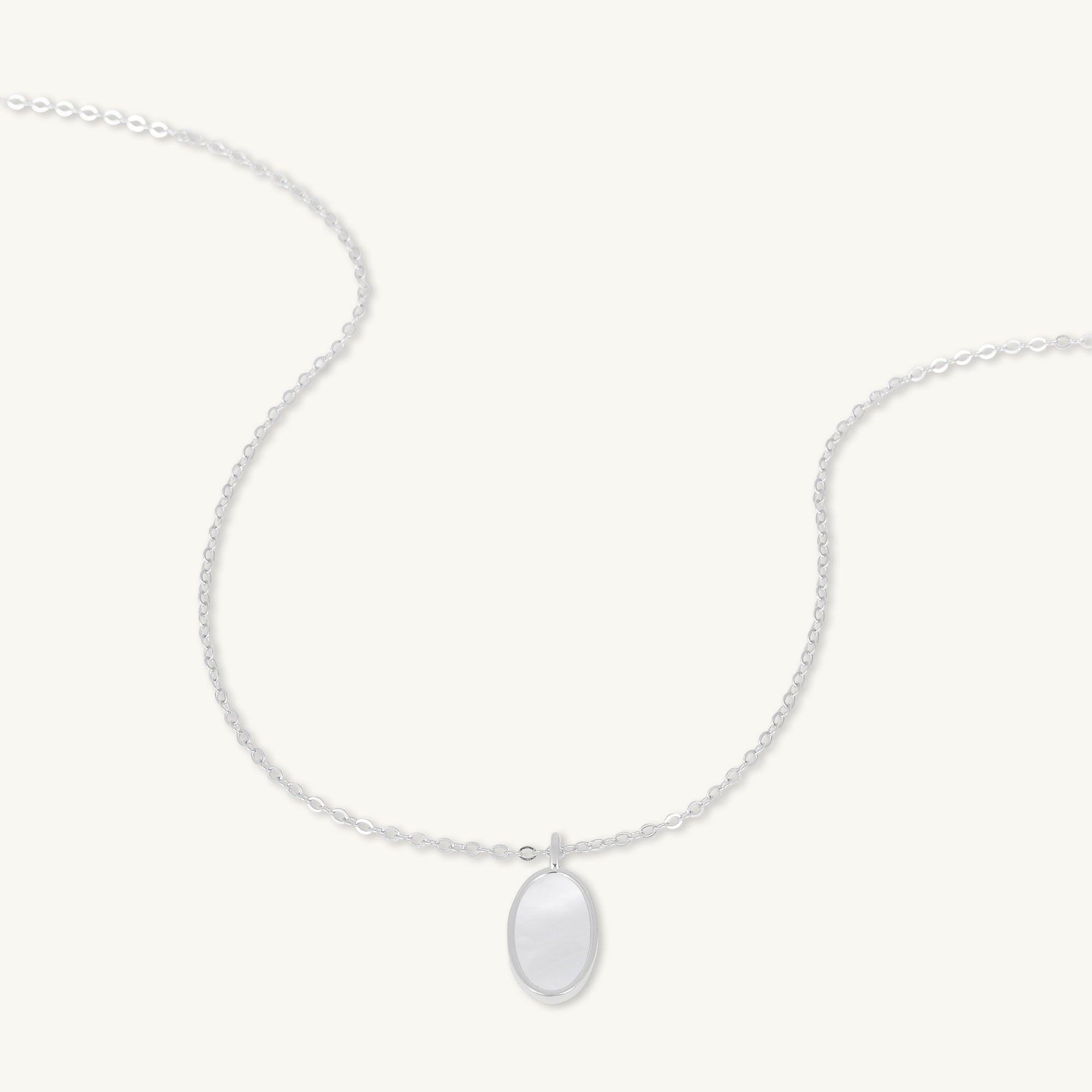 Mother Of Pearl Oval Medallion Necklace