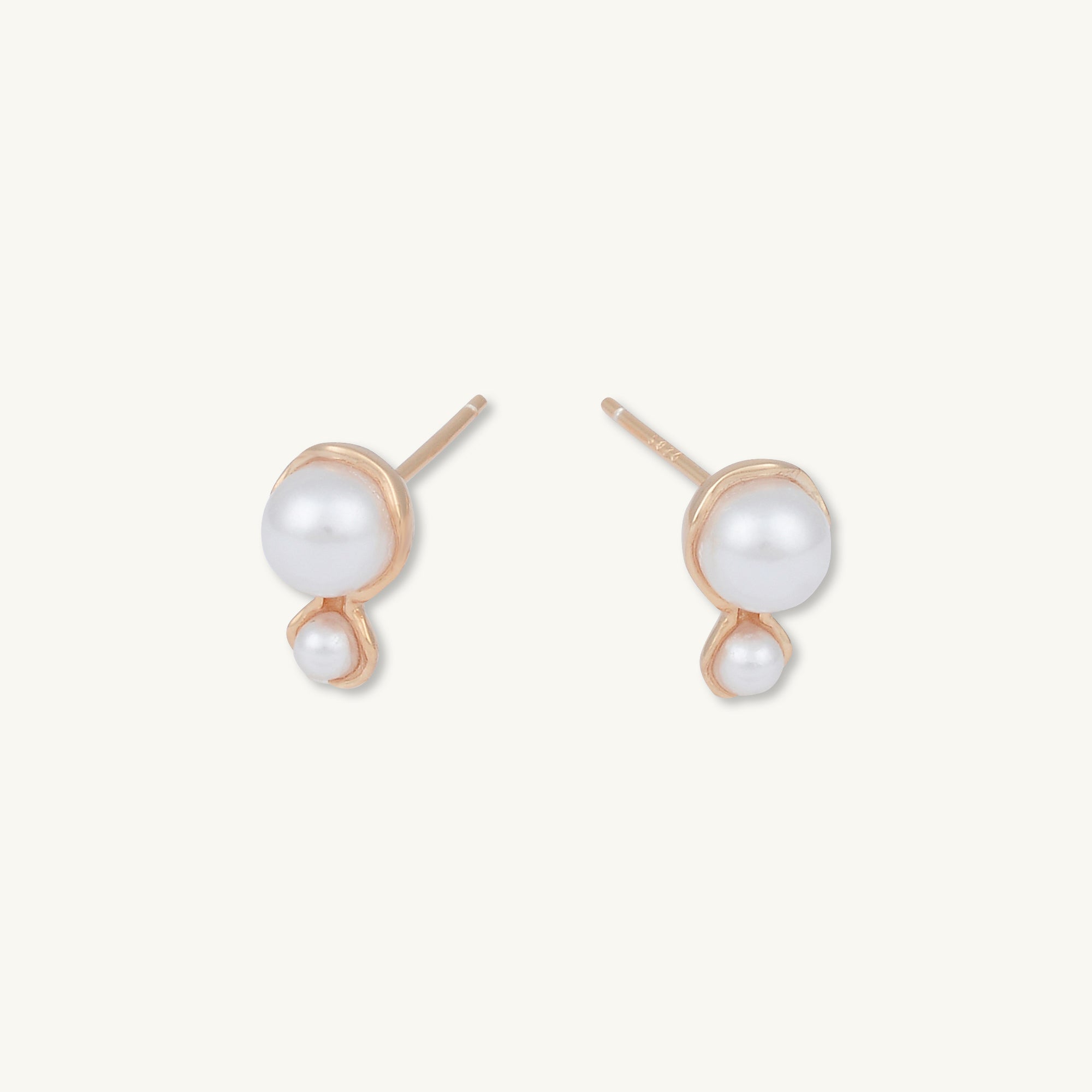 Double Pearl Stud Earrings