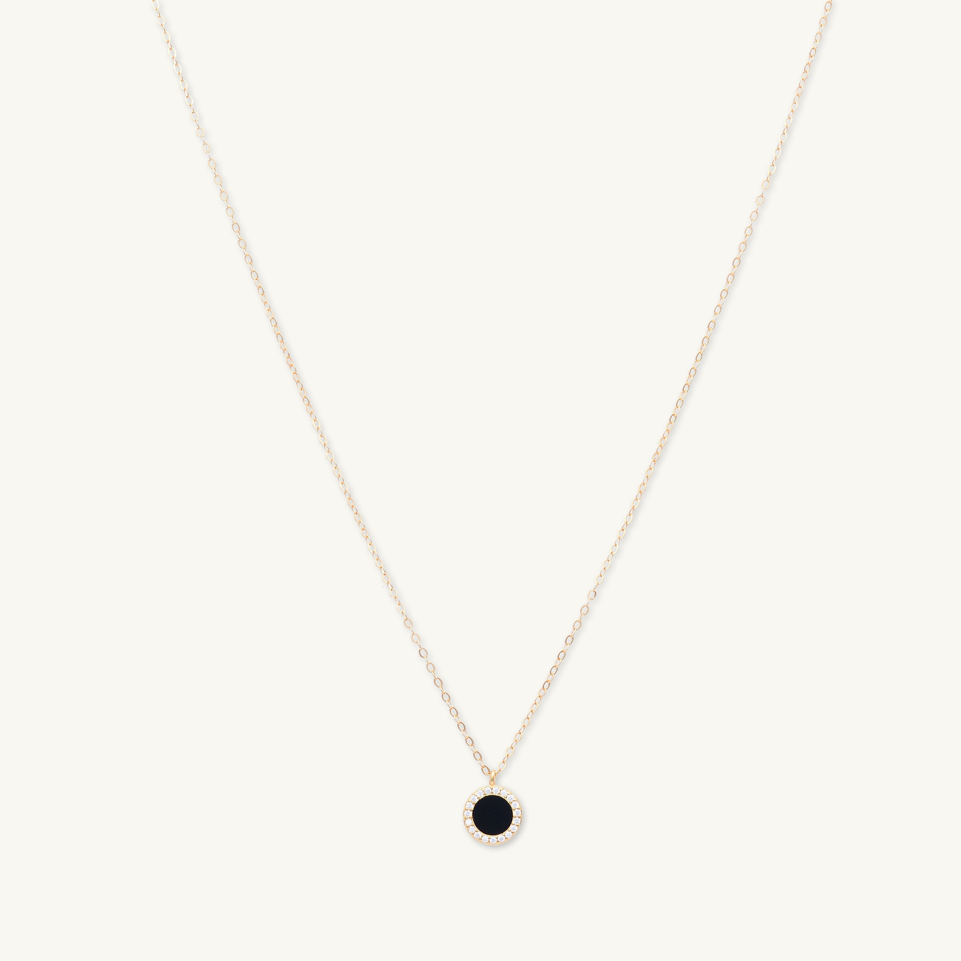 Black Lacquered Circle Necklace