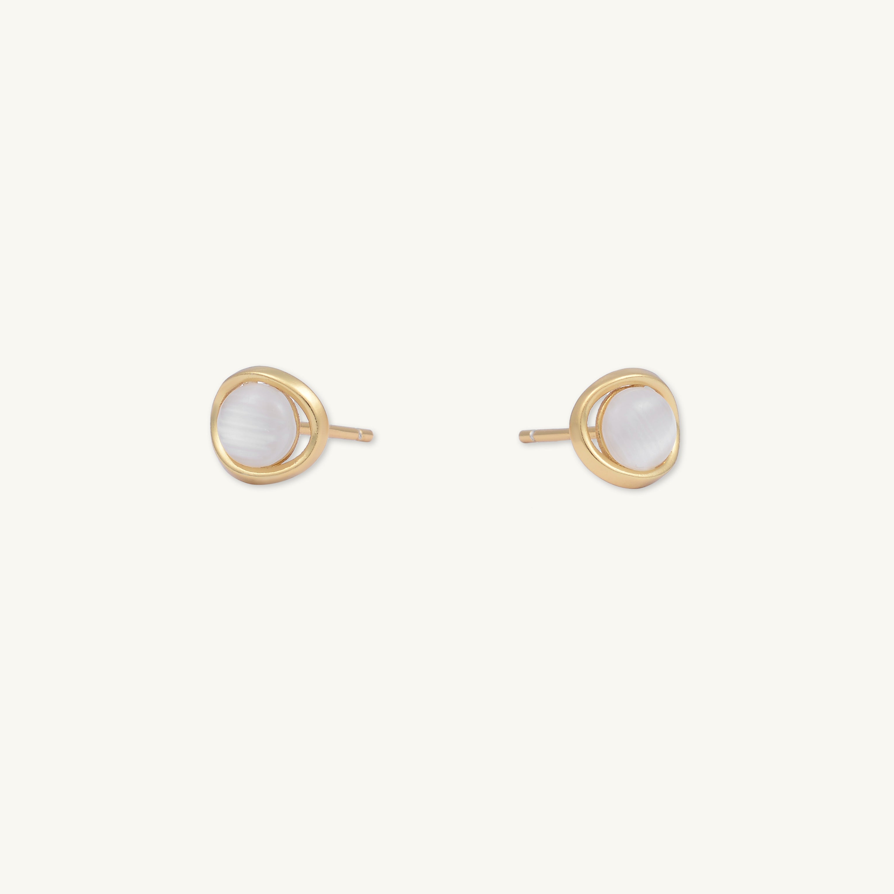 Circular Moonstone Stud Earrings