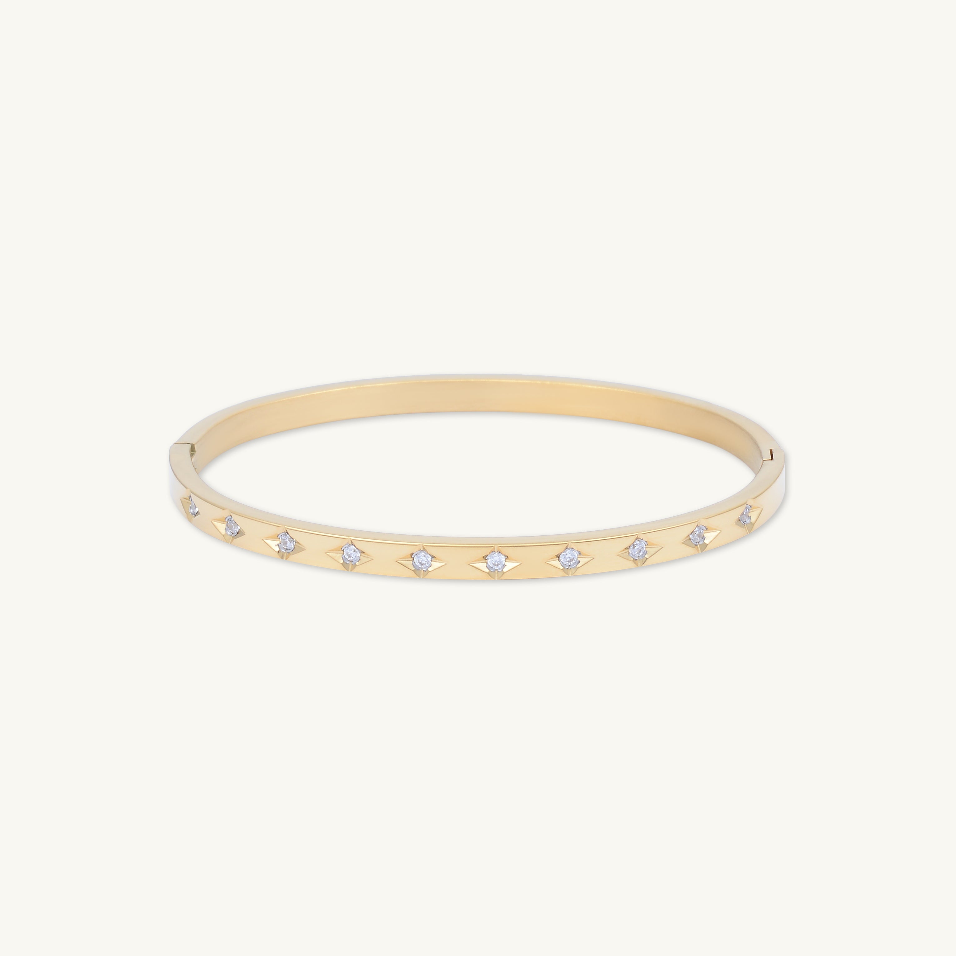 Starry Zirconia Hinged Bangle Bracelet