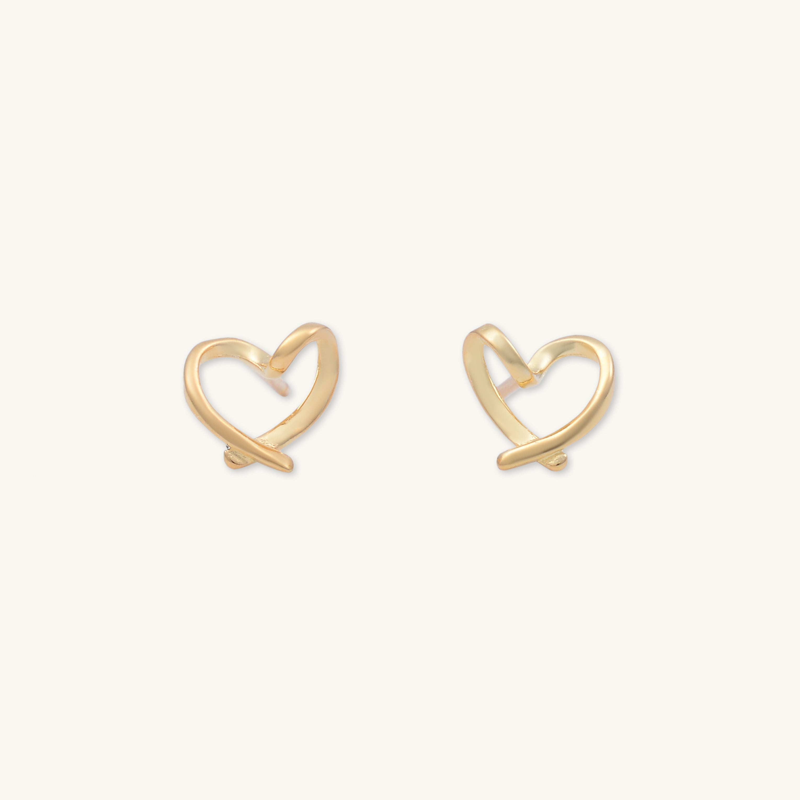 Love Heart Ribbon Stud Earrings