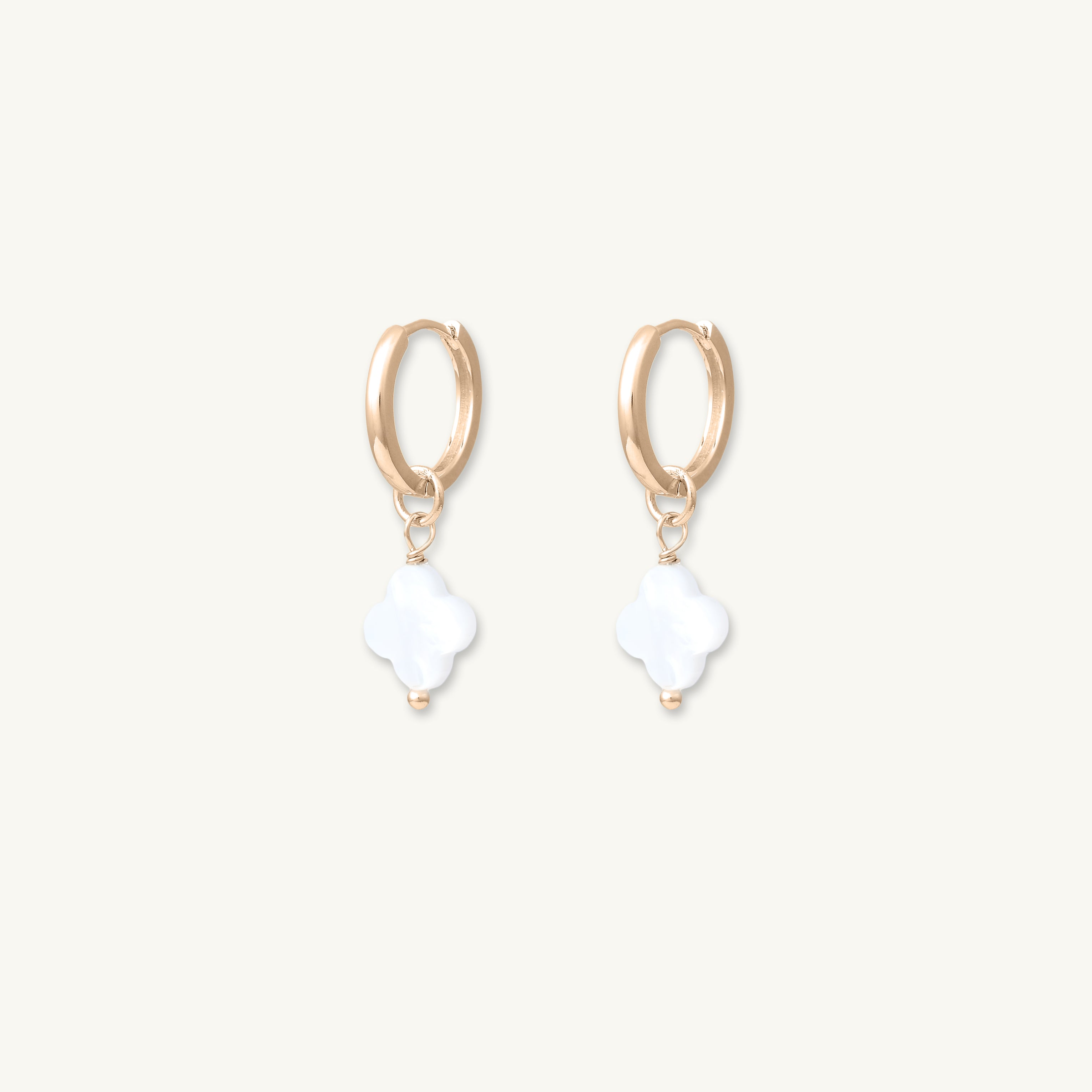 Clover Mother Of Pearl Drop Hoop Earrings