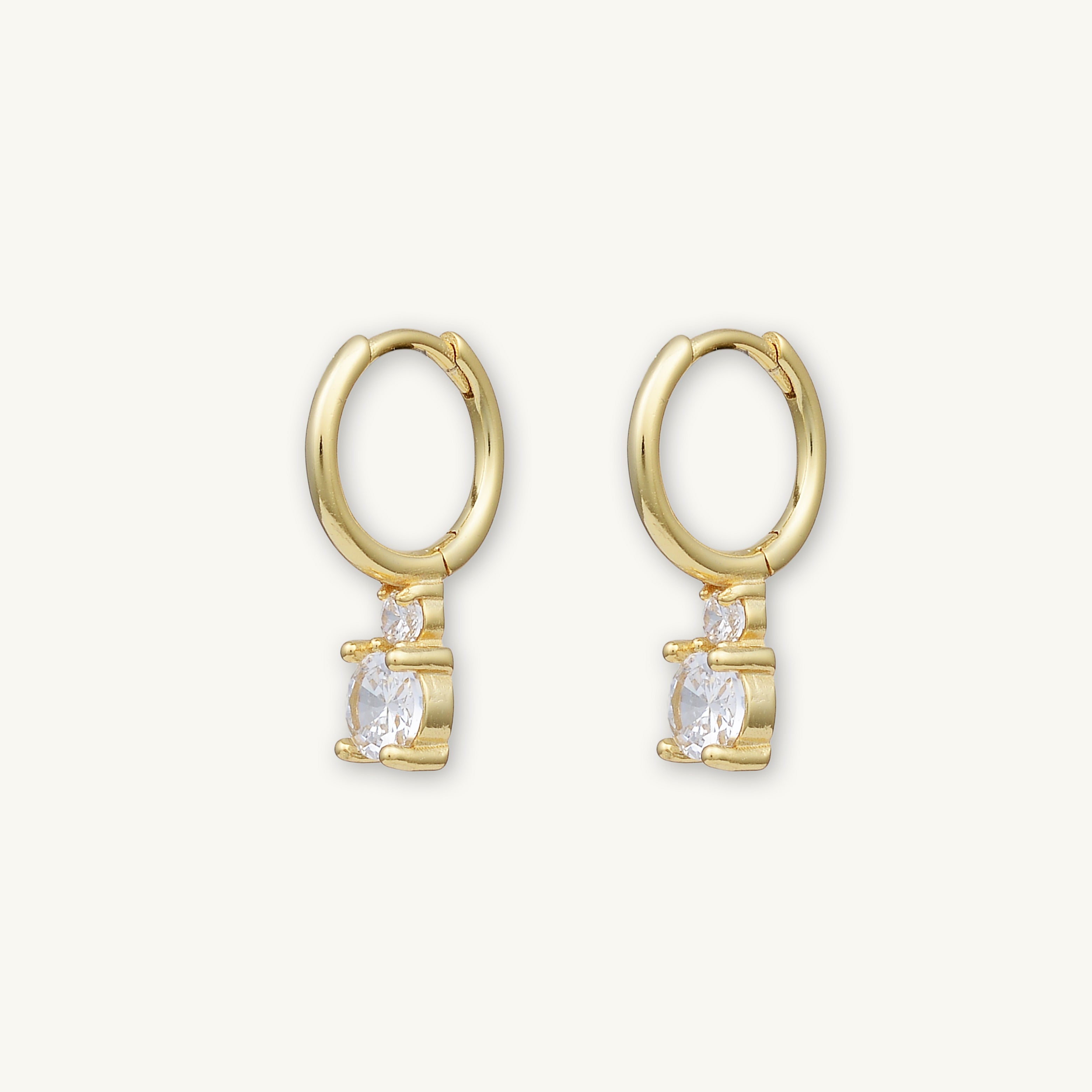 Double Solitaire Huggie Earrings