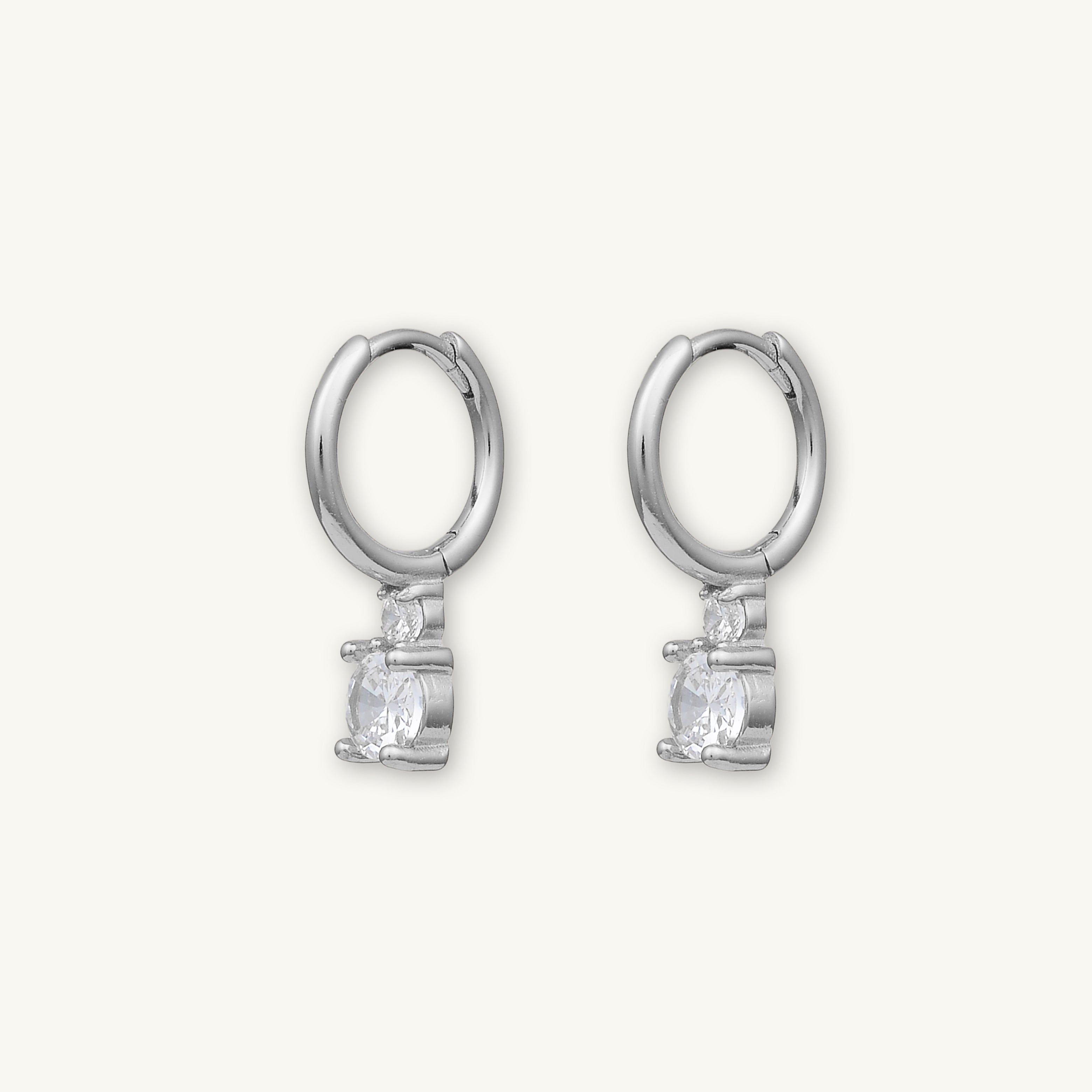 Double Solitaire Huggie Earrings