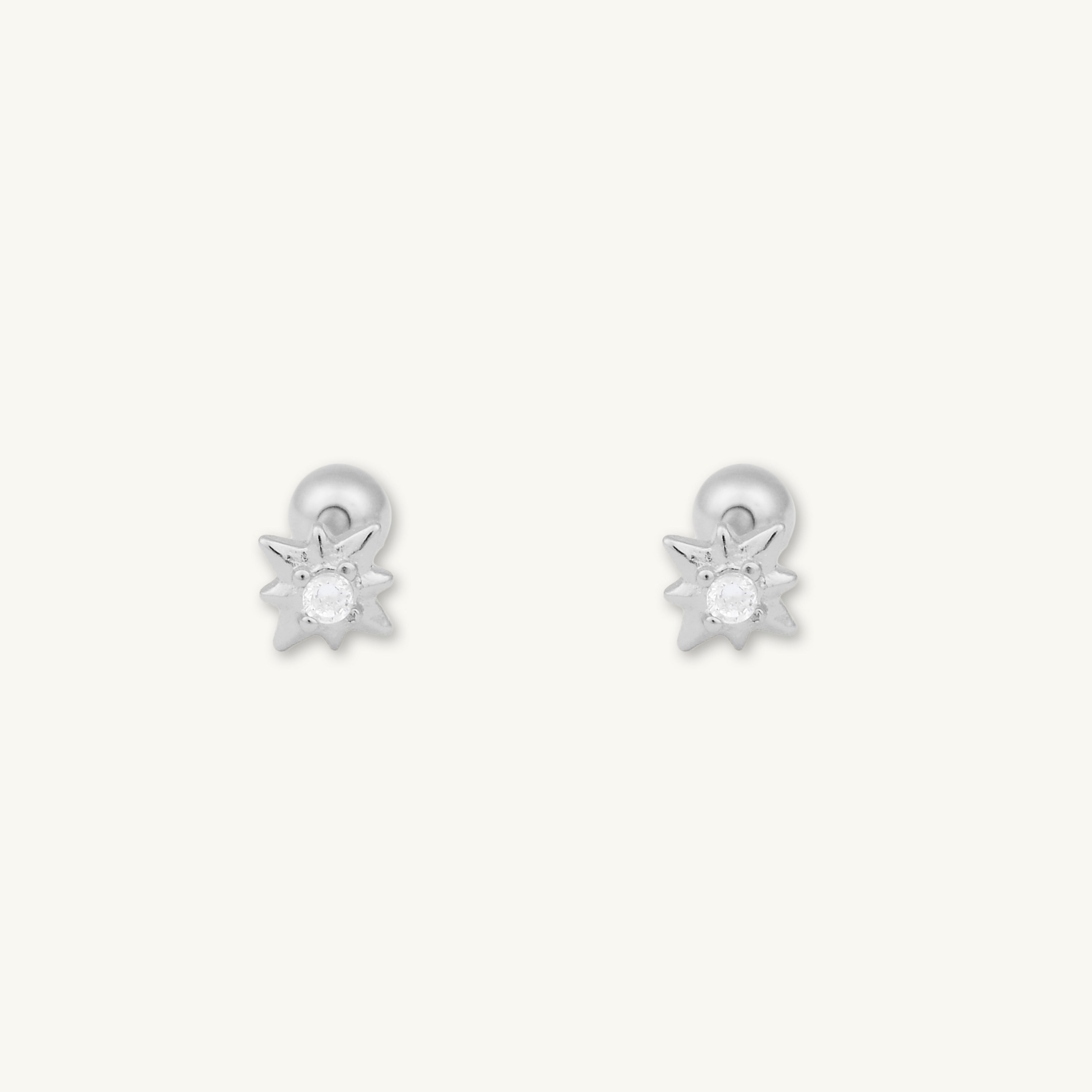 North Star Sapphire Barbell Stud Cartilage Earrings