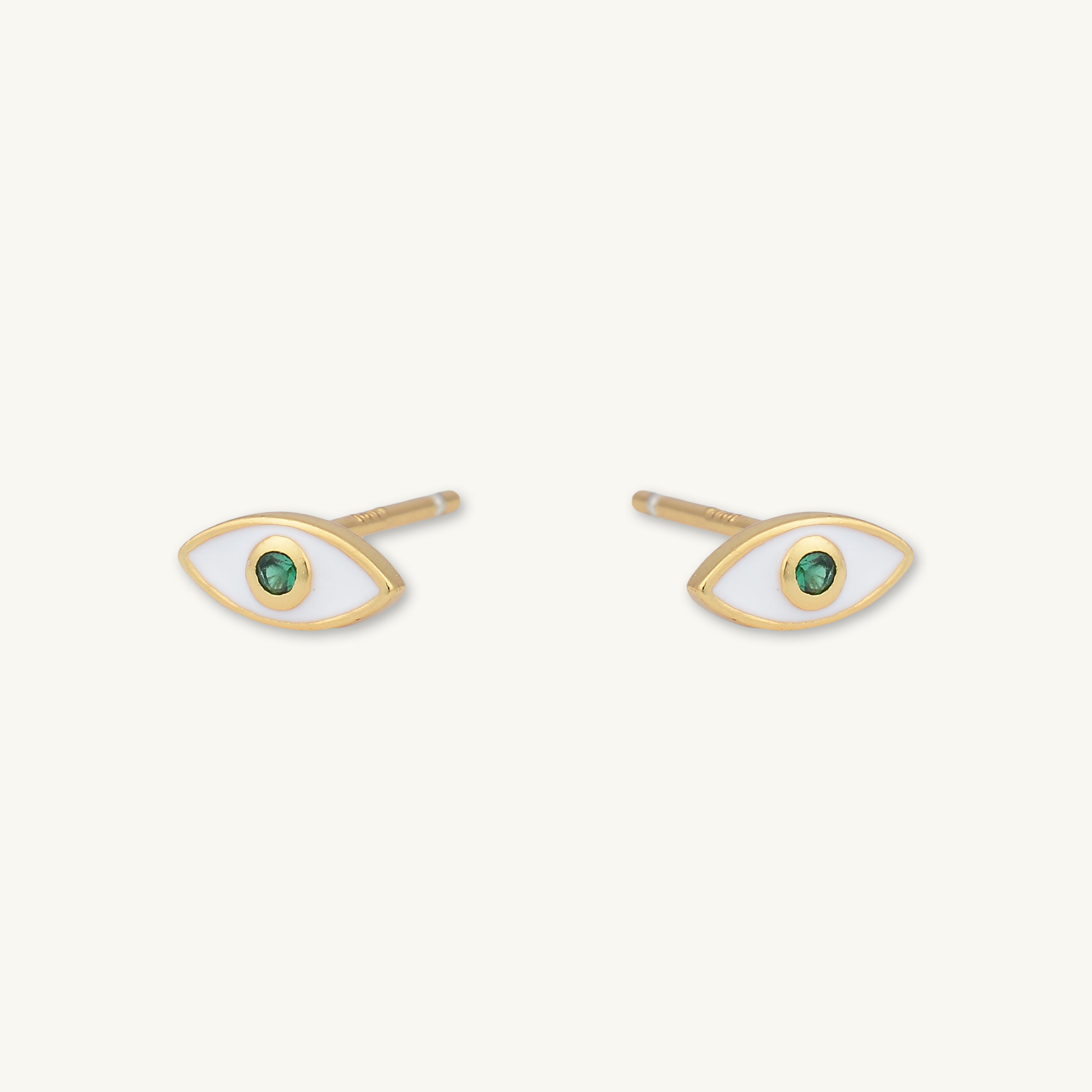 Evil Eye Emerald Zirconia Stud Earrings