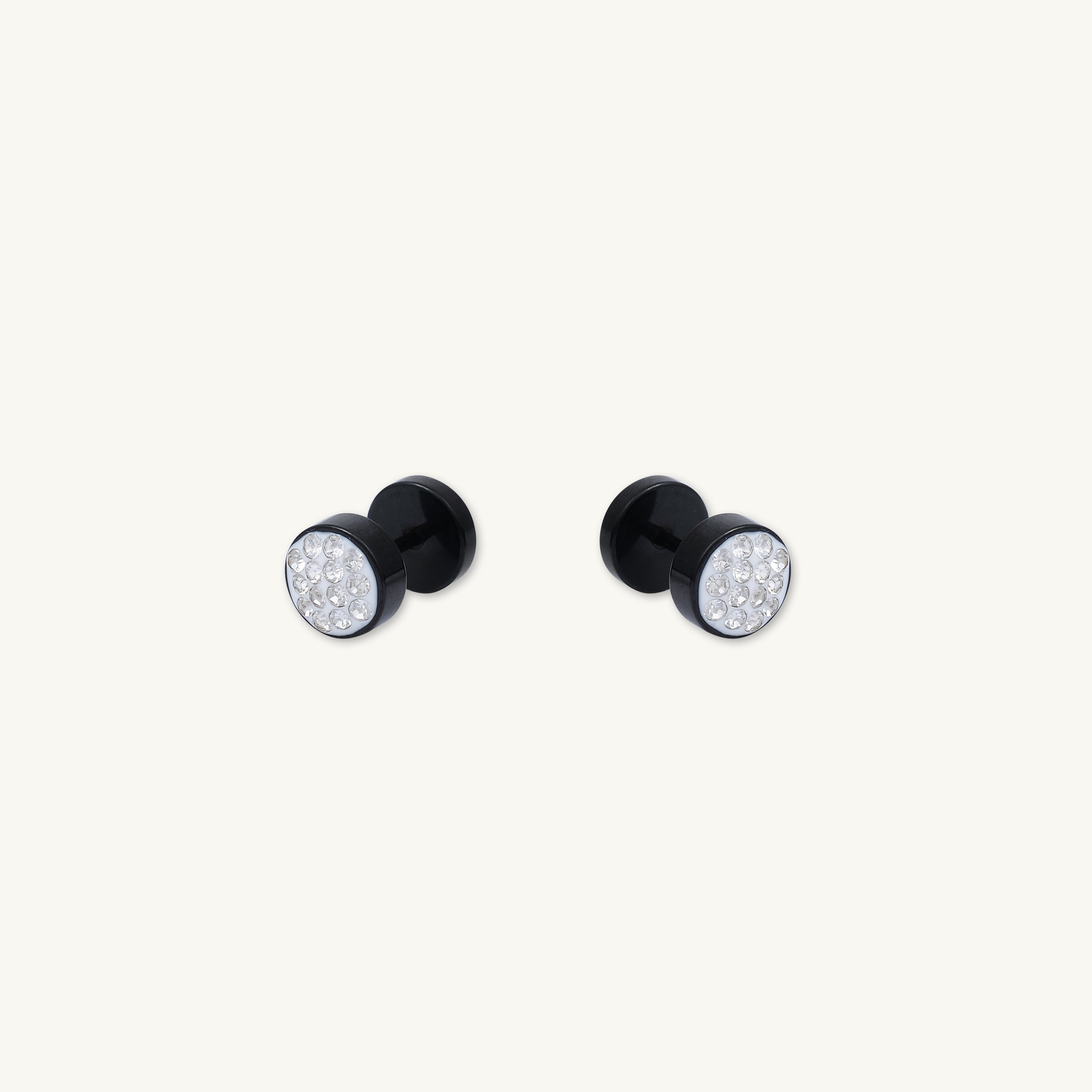 8mm Unisex Circle Crystal Stud Earrings