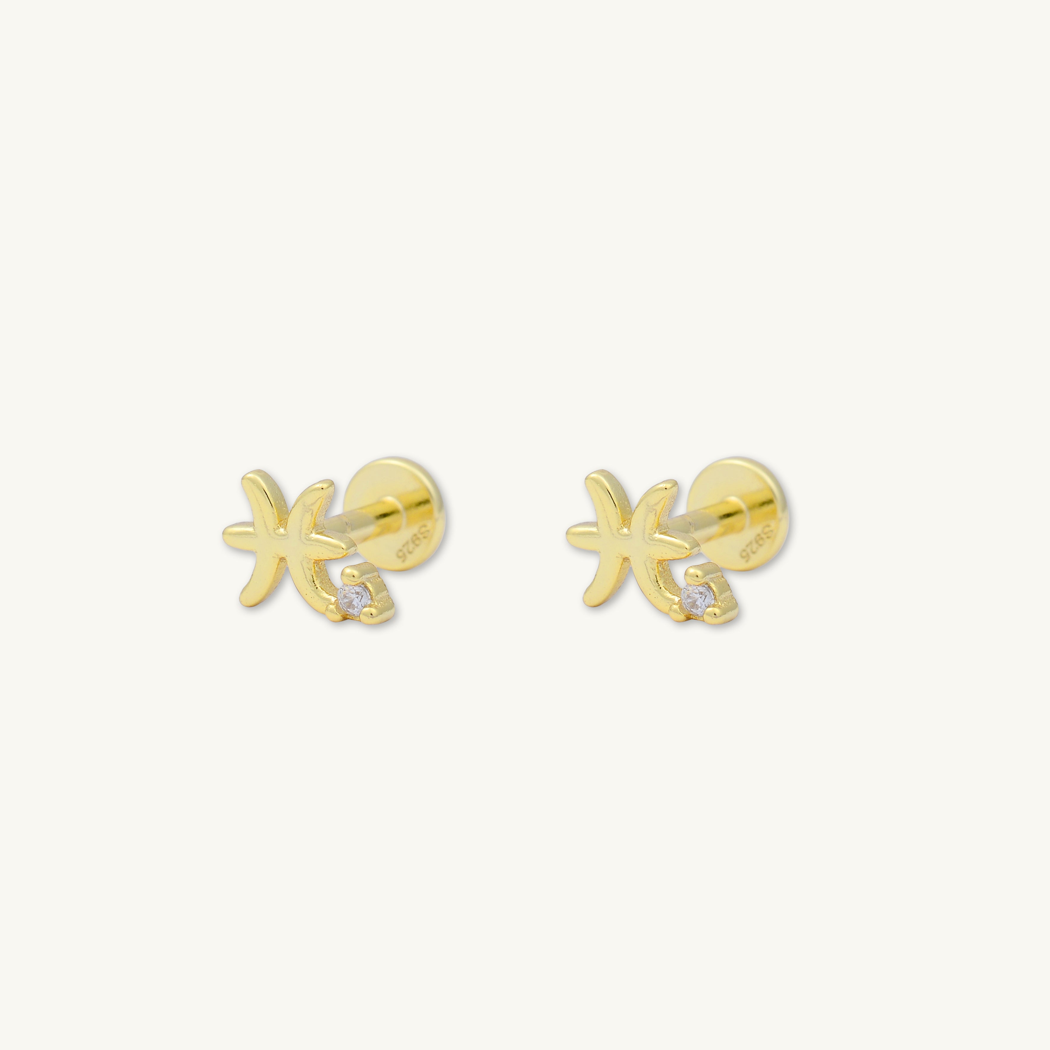 Pisces Zodiac Star Sign Flat Back Earrings