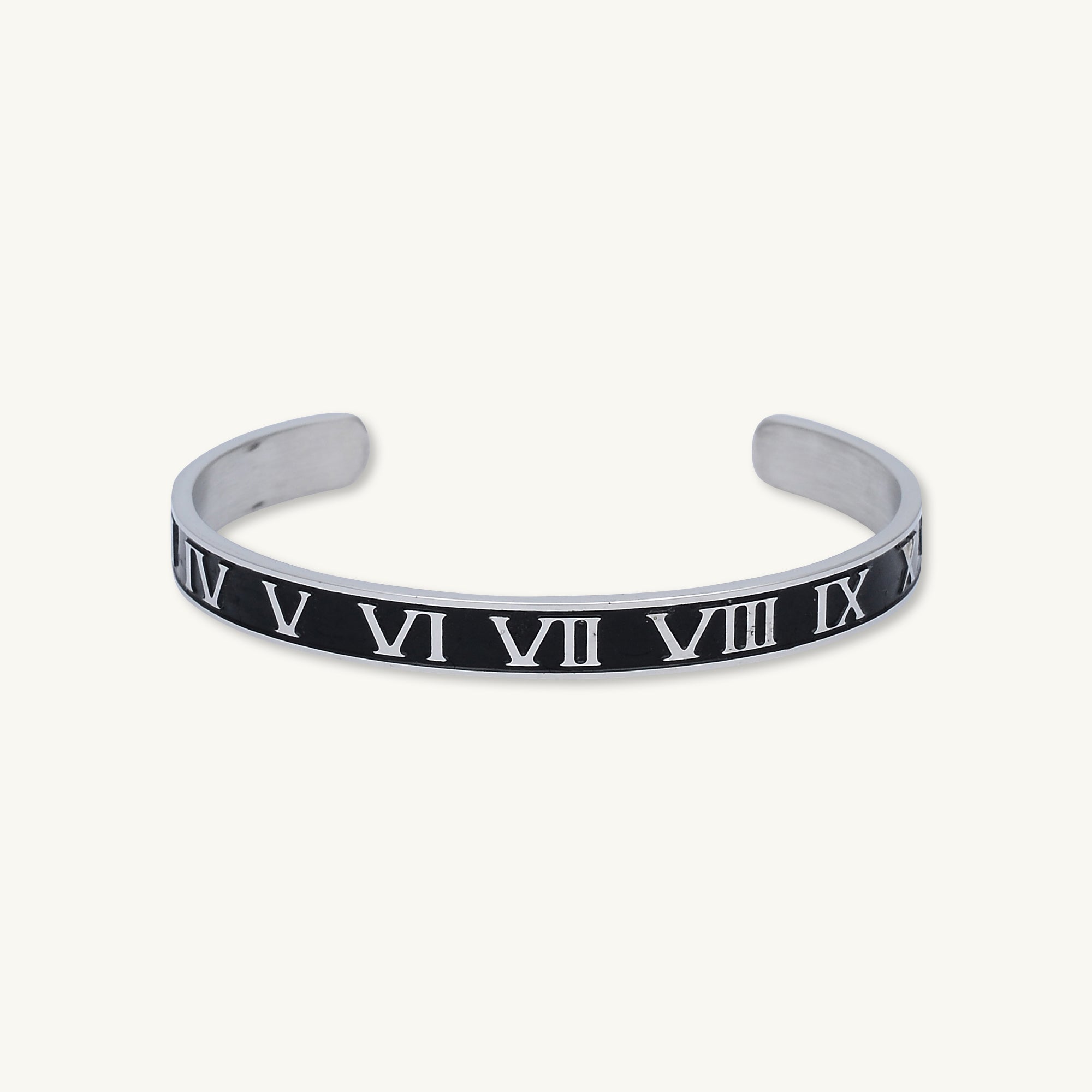 Roman Numerals Open Cuff Bangle