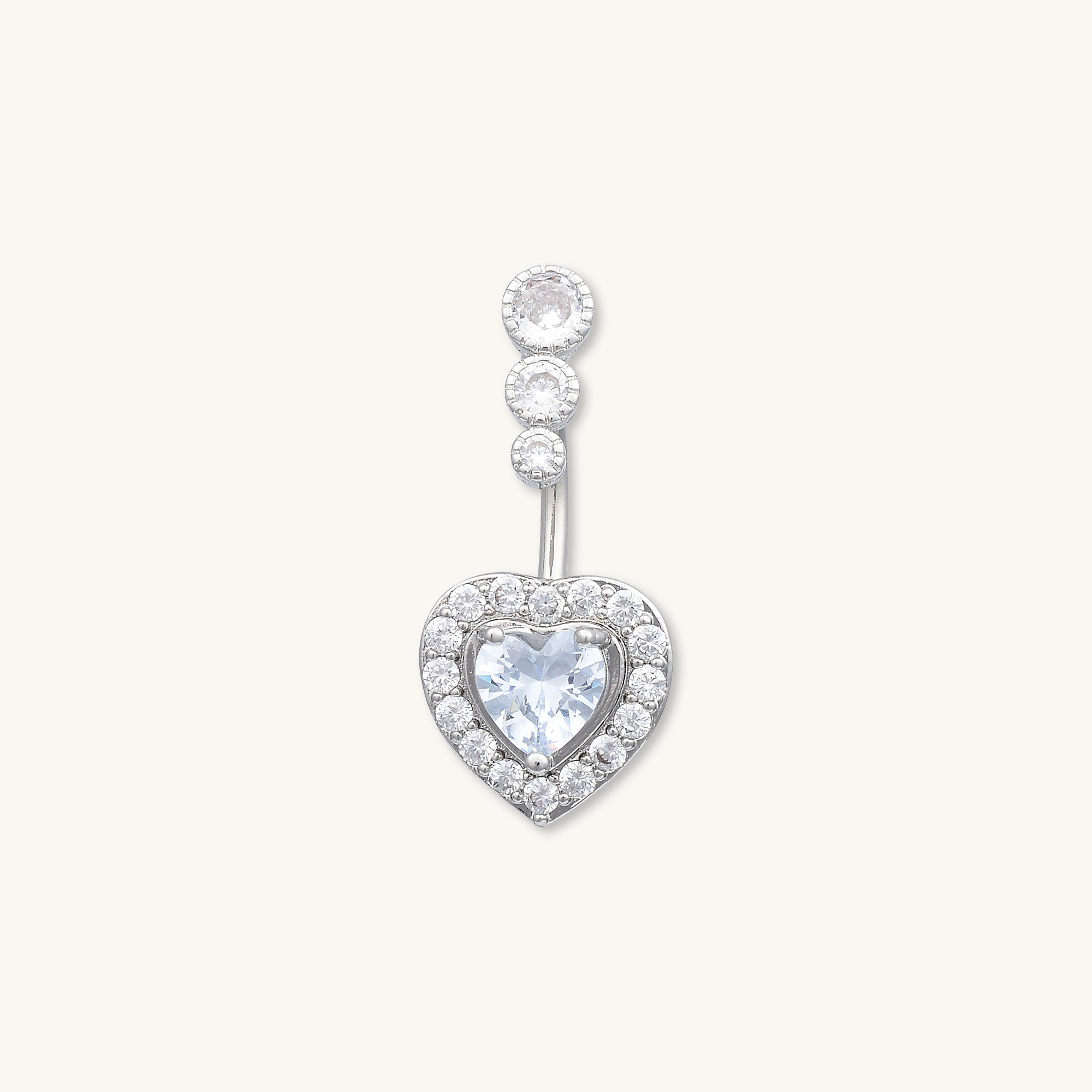 Love Heart Sapphire Titanium Belly Ring