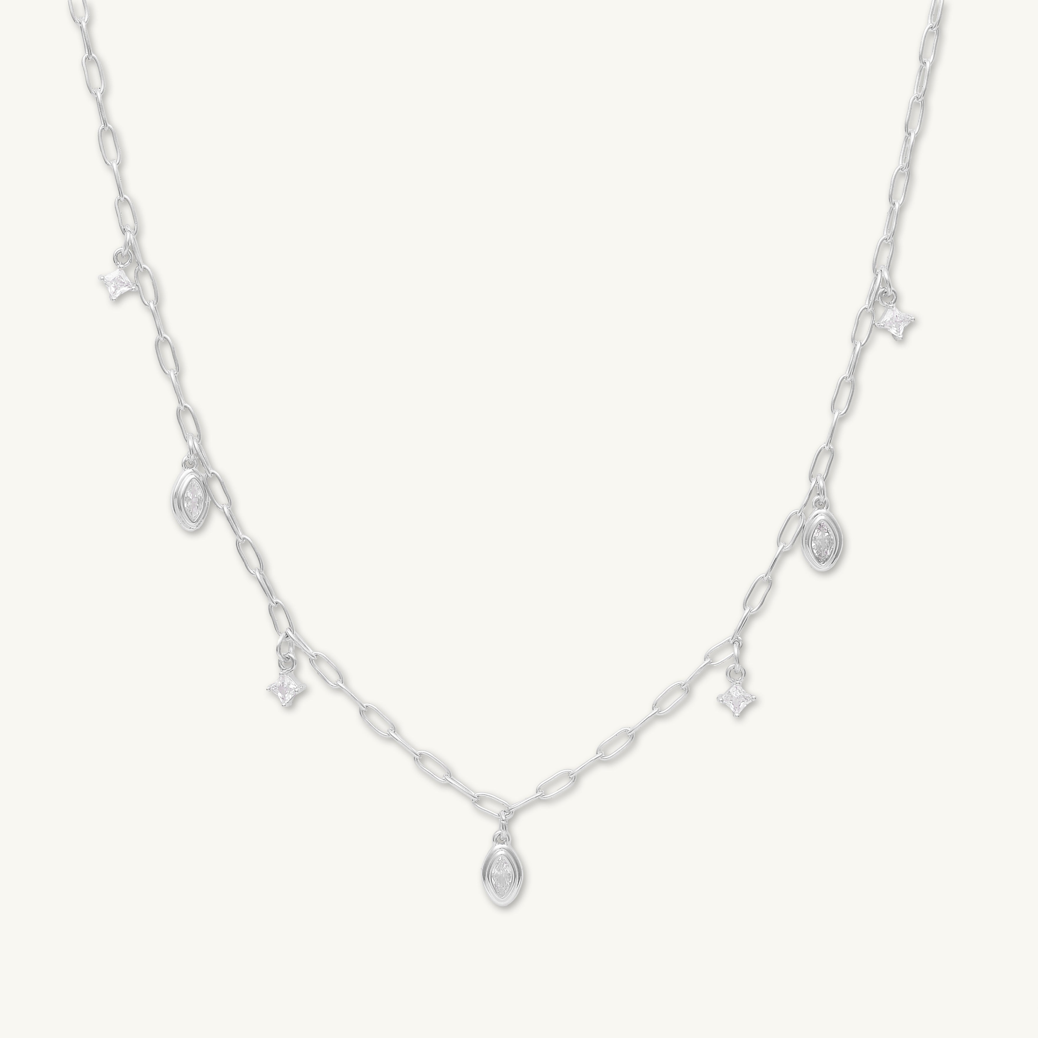 Marquise Zirconia Satellite Link Necklace