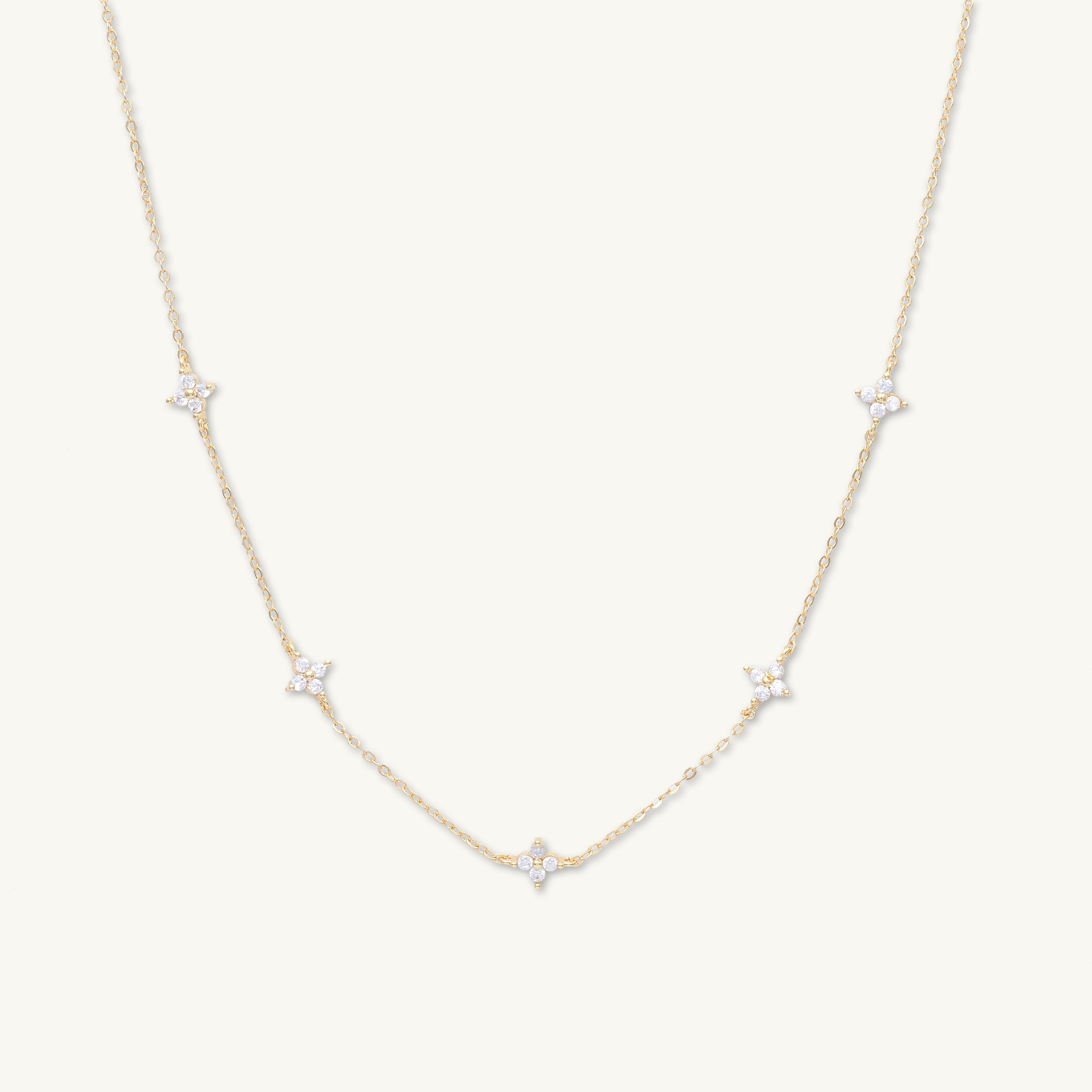 Clover Station Sapphire Chain Necklace