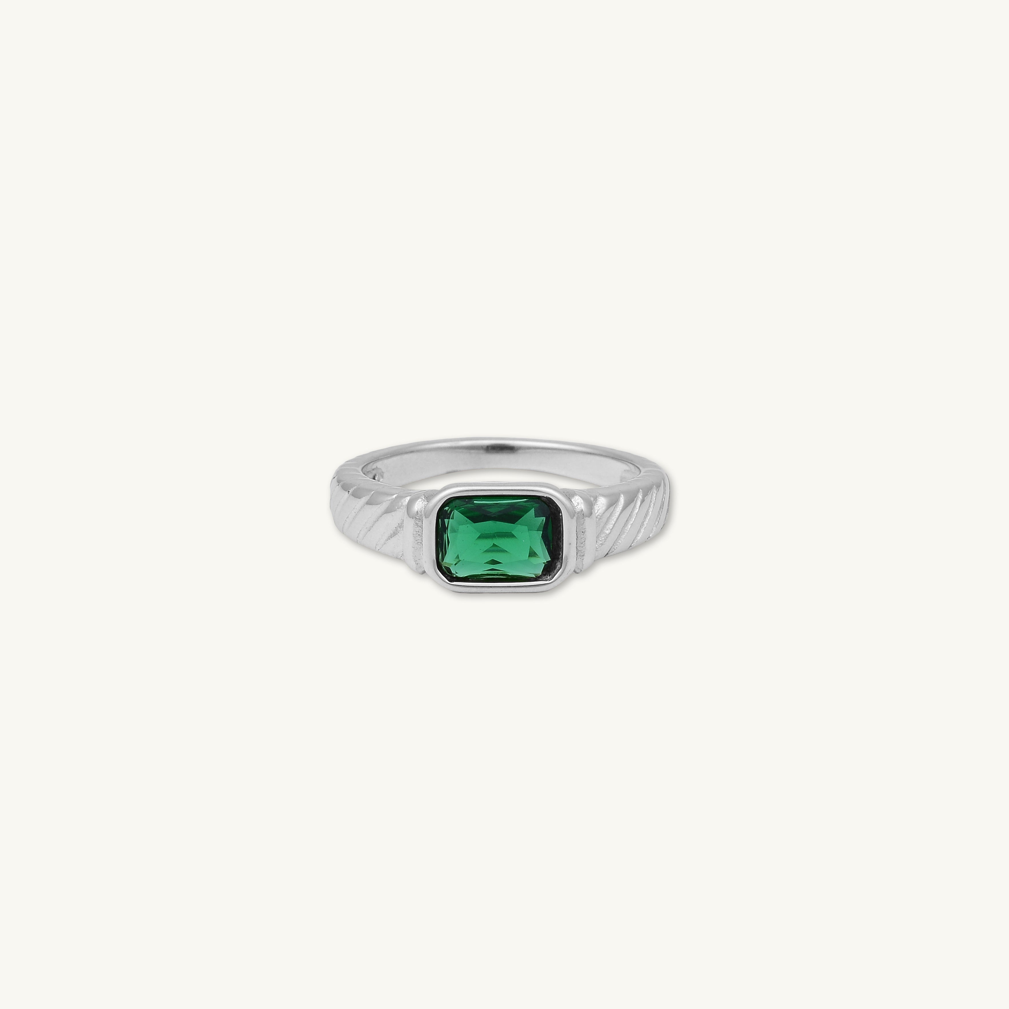 Vintage Emerald Baguette Statement Ring