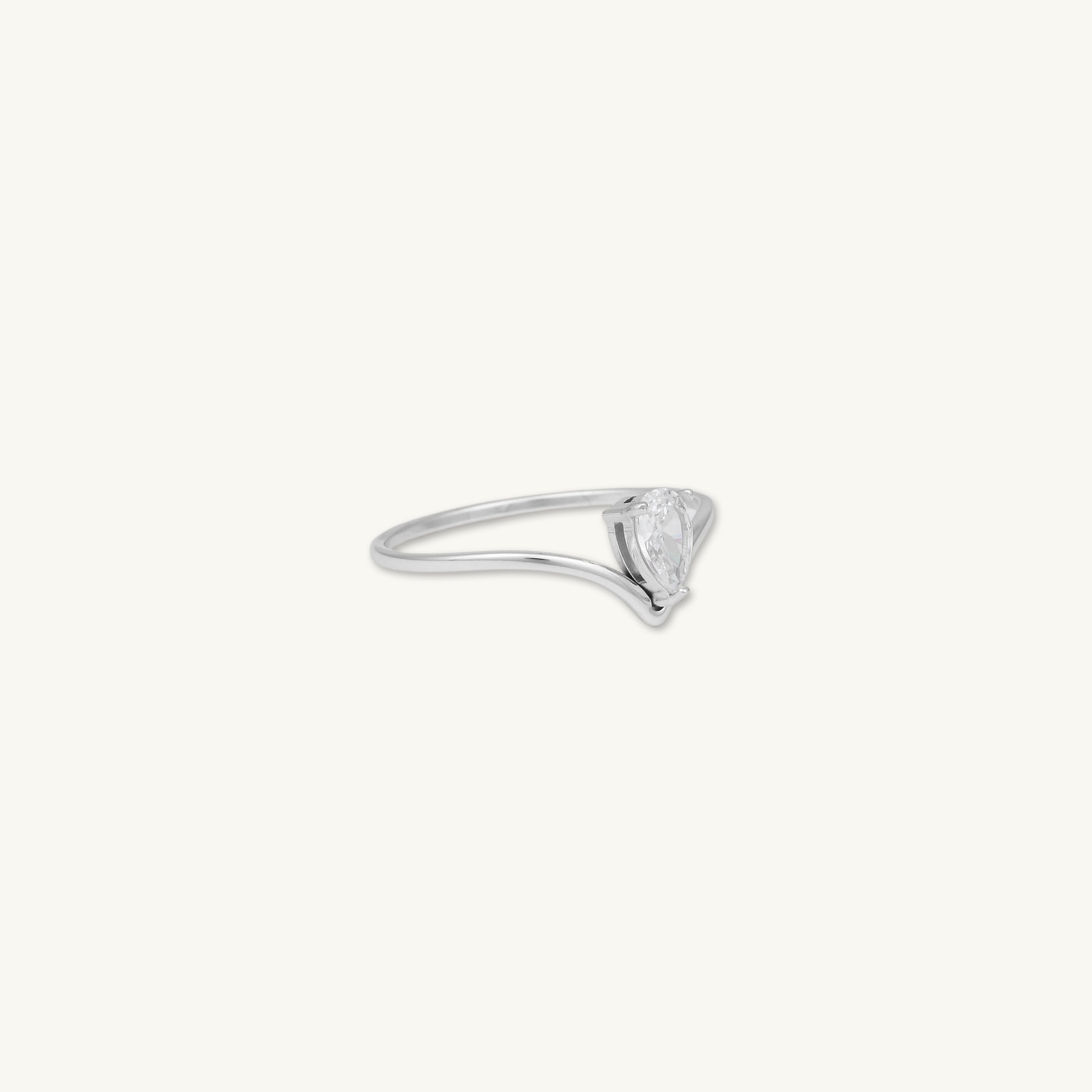 V Band Teardrop Sapphire Ring