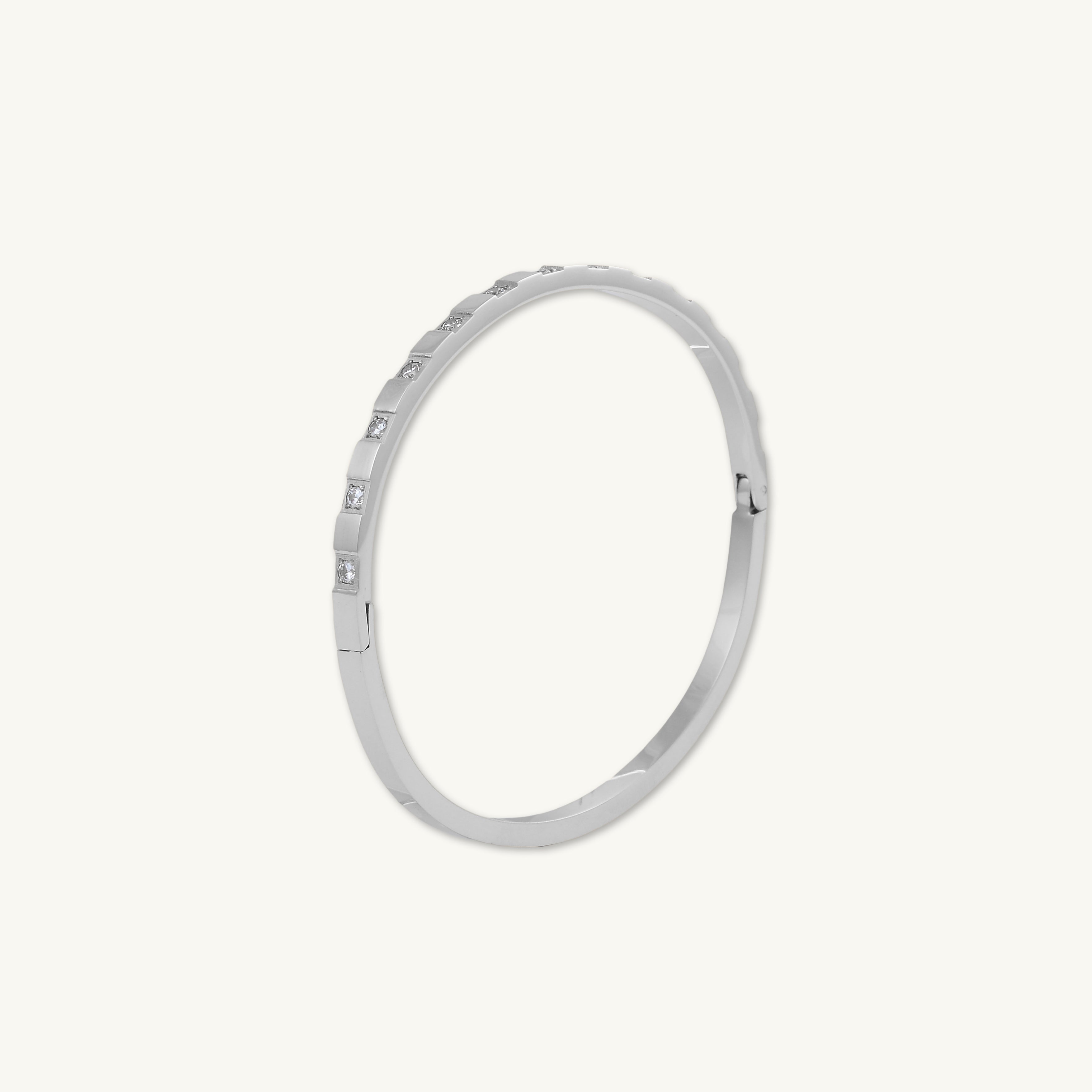 Zirconia Hinged Thin Bangle Bracelet