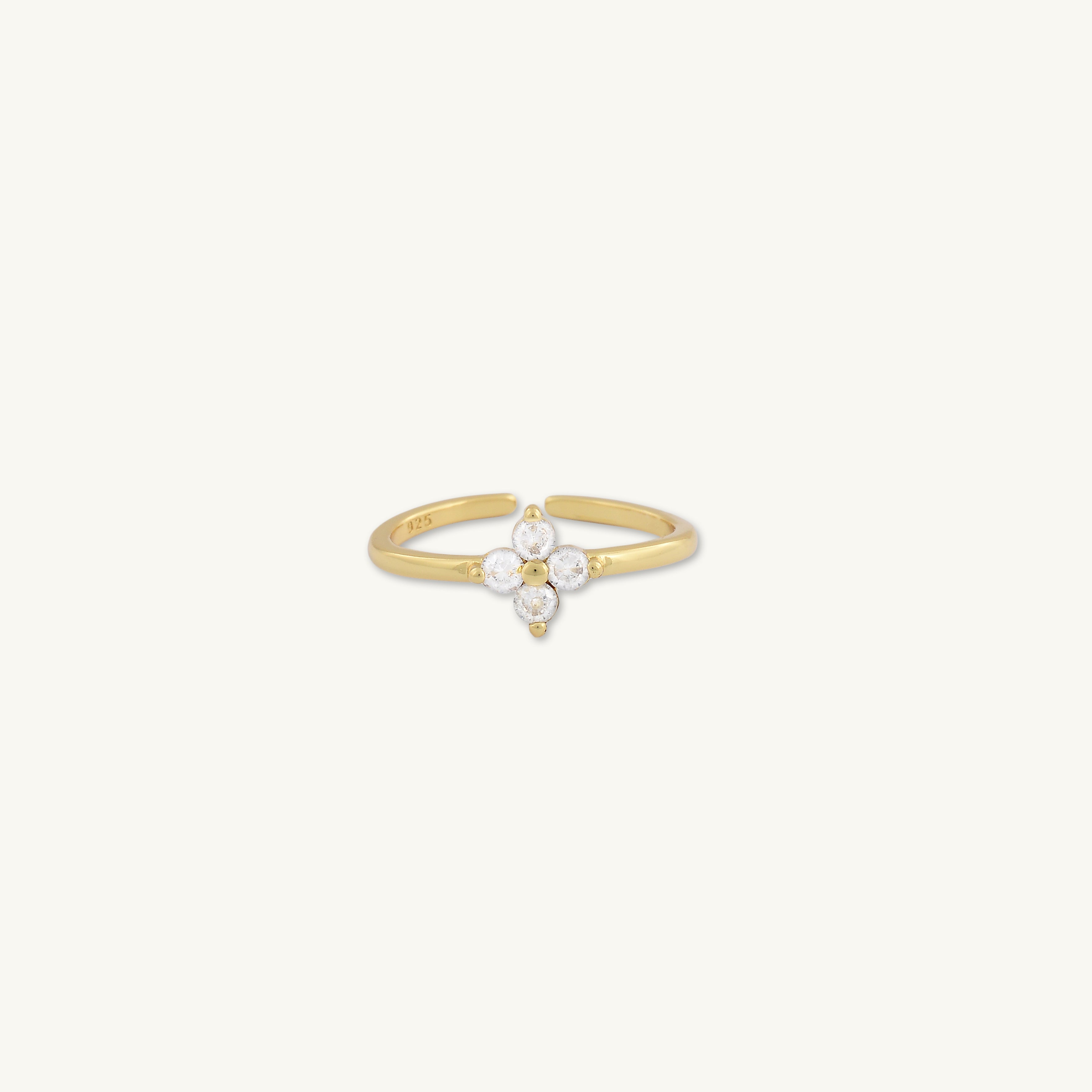 Clover Sapphire Open Adjustable Ring