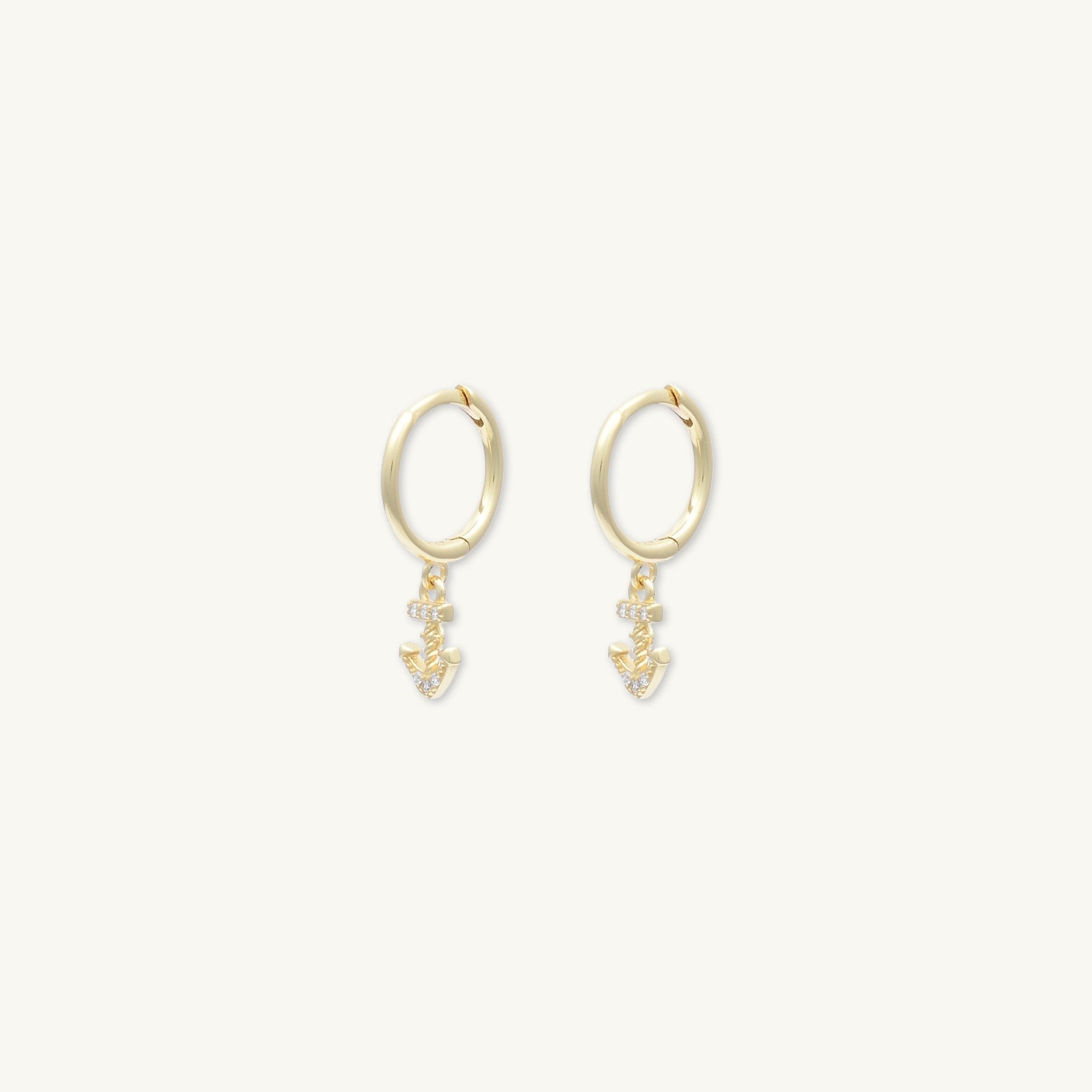 Anchor Sapphire Huggie Earrings - Camile & Stone