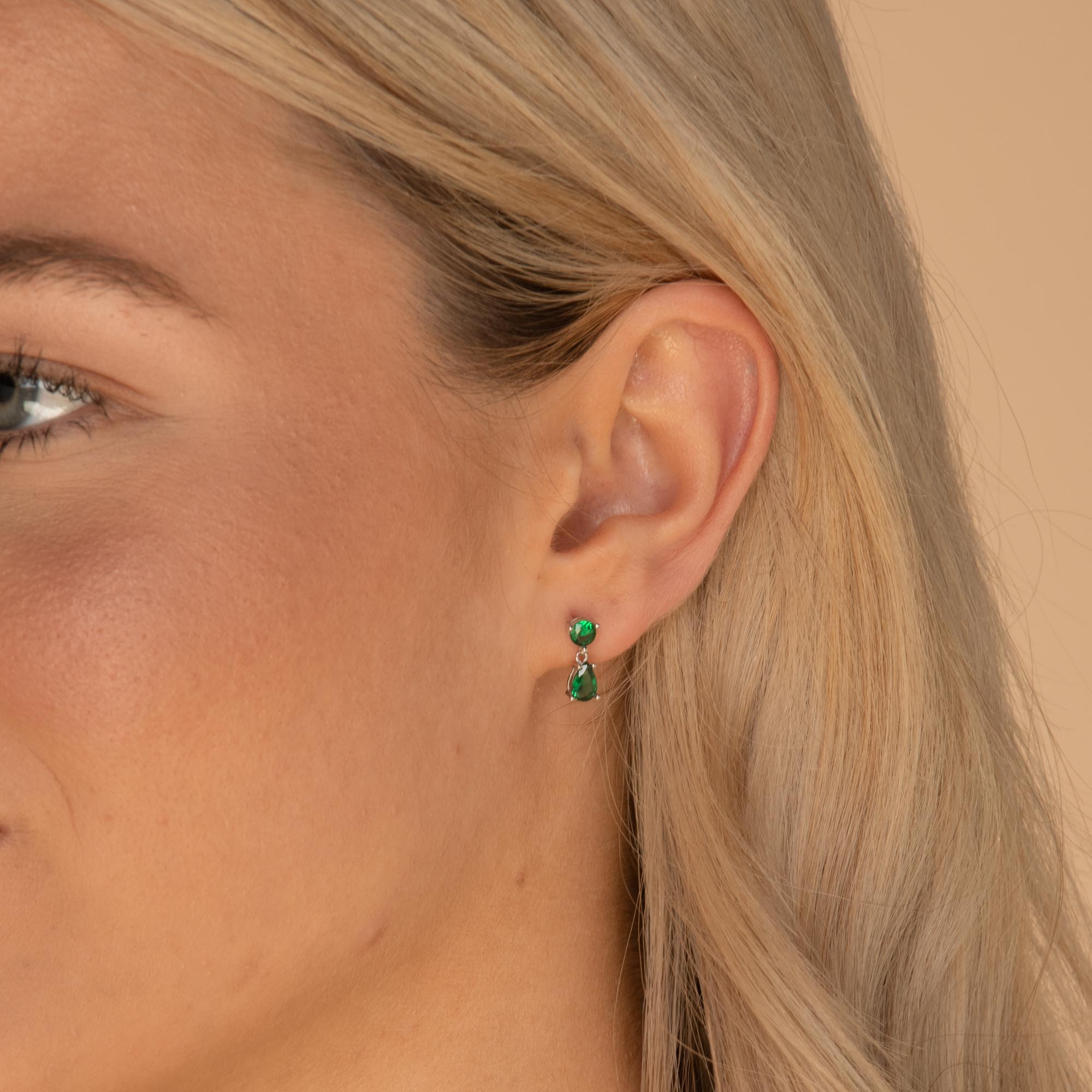 Emerald Teardrop Sapphire Earrings