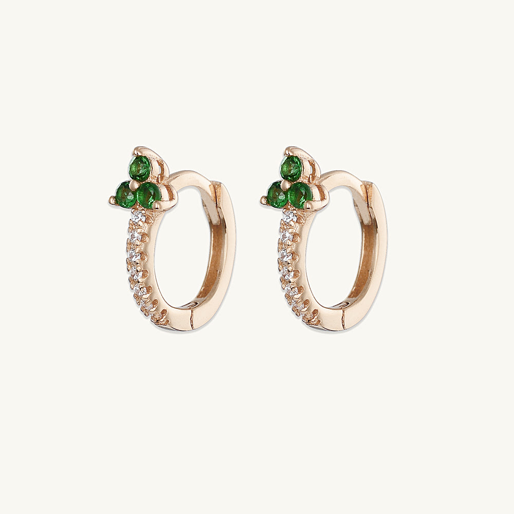 Emerald Lotus Sapphire Hoop Earrings