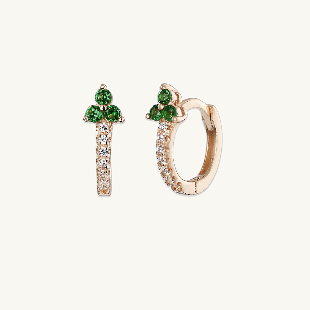 Emerald Lotus Sapphire Hoop Earrings