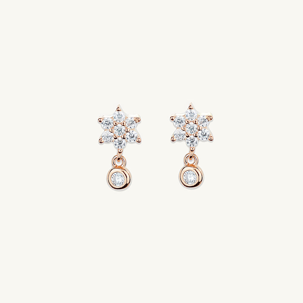 Snowflake Sapphire Drop Stud Earrings