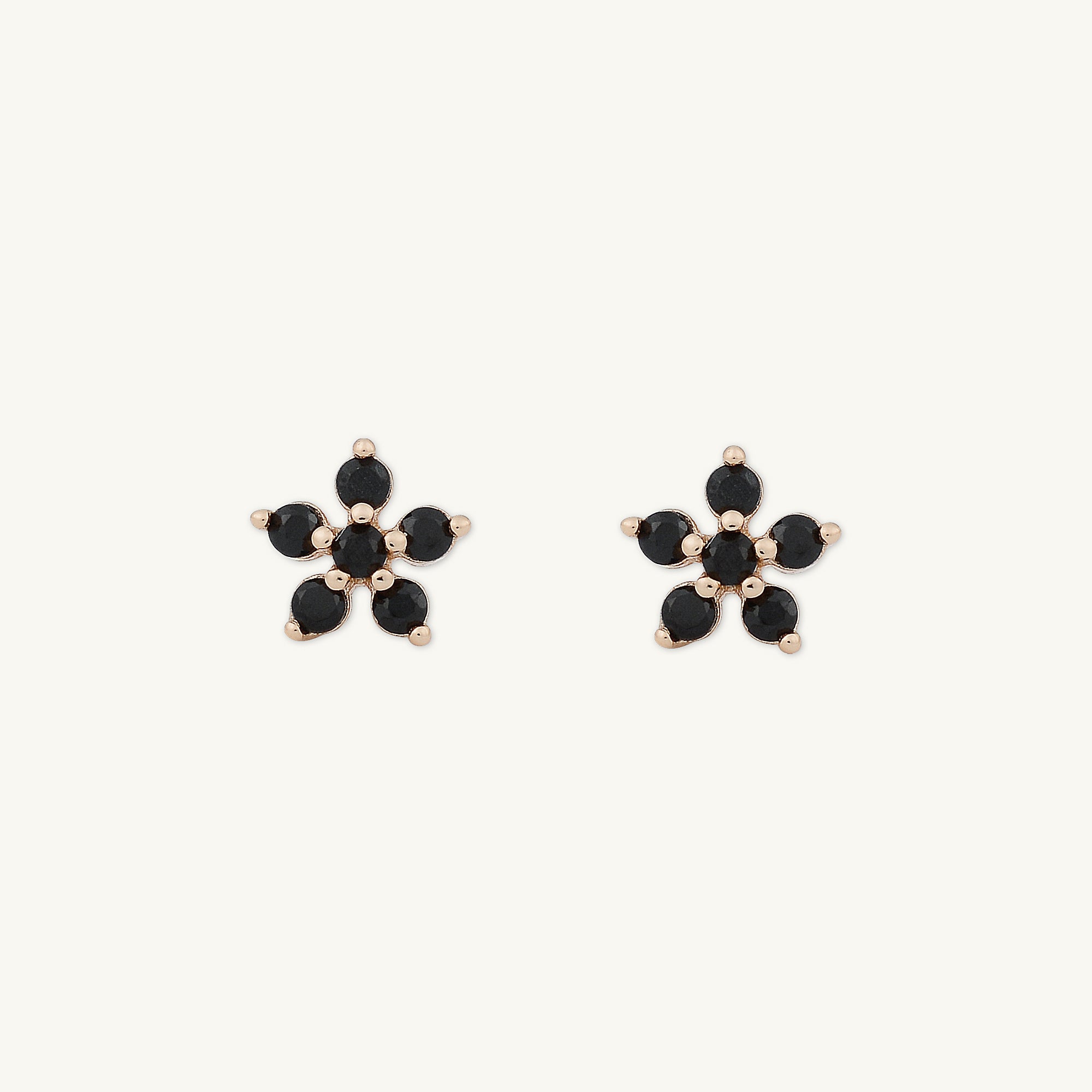 Black Flower Sapphire Stud Earrings