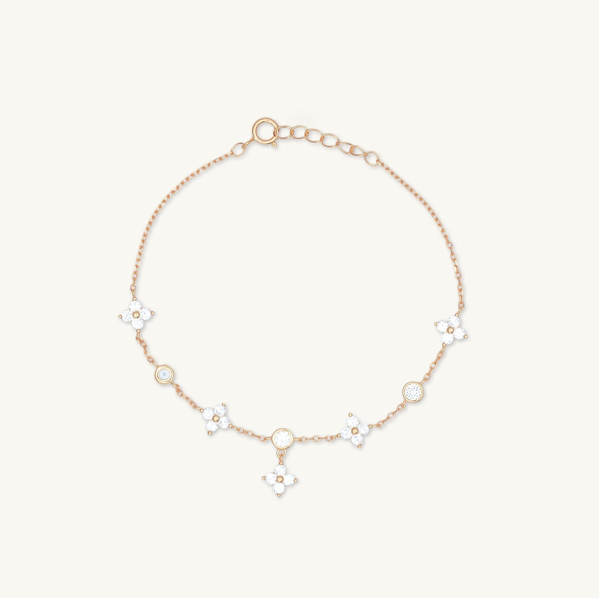 Clover Bezel Station Chain Bracelet - Camile & Stone
