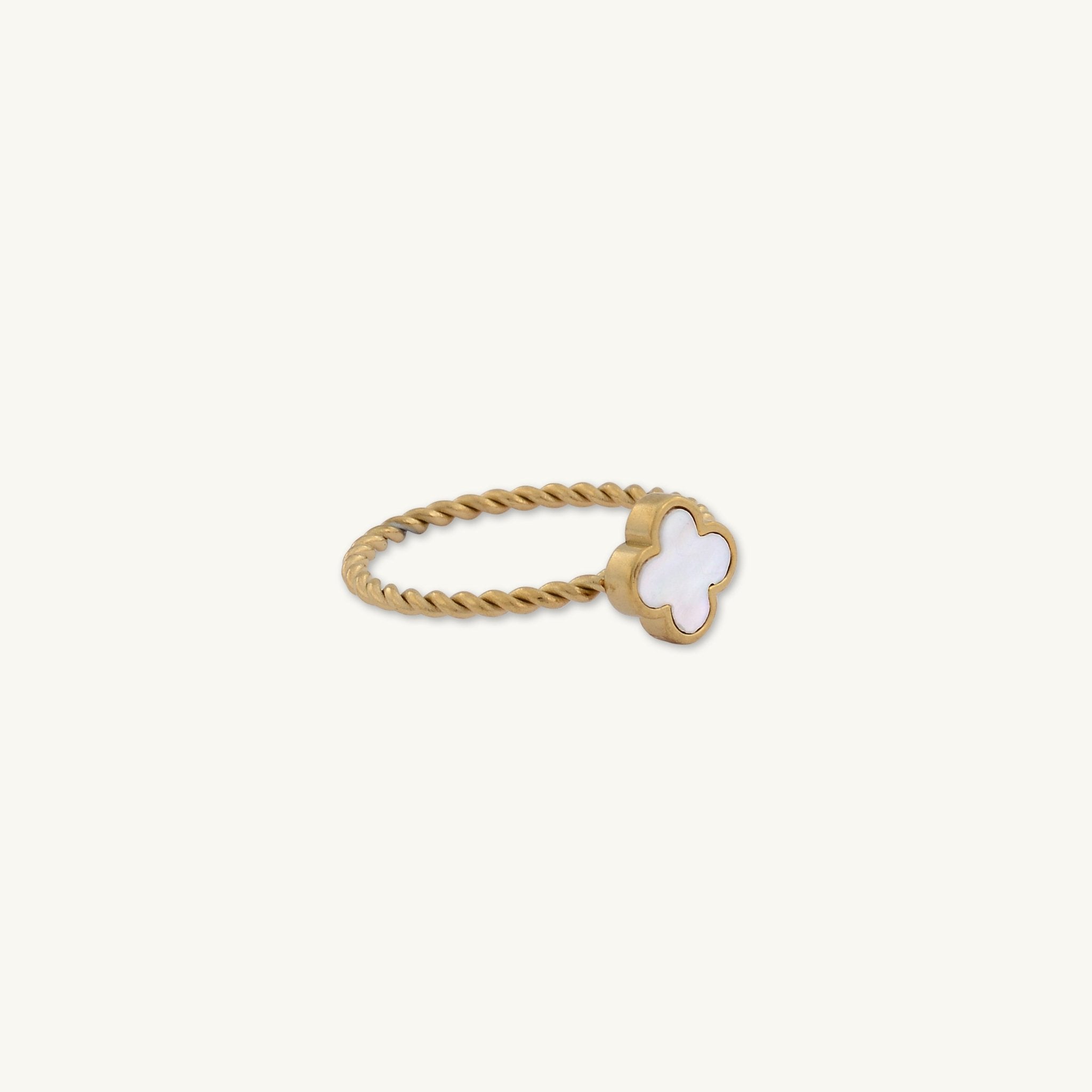 Clover Pearl Twist Stacker Ring - Camile & Stone