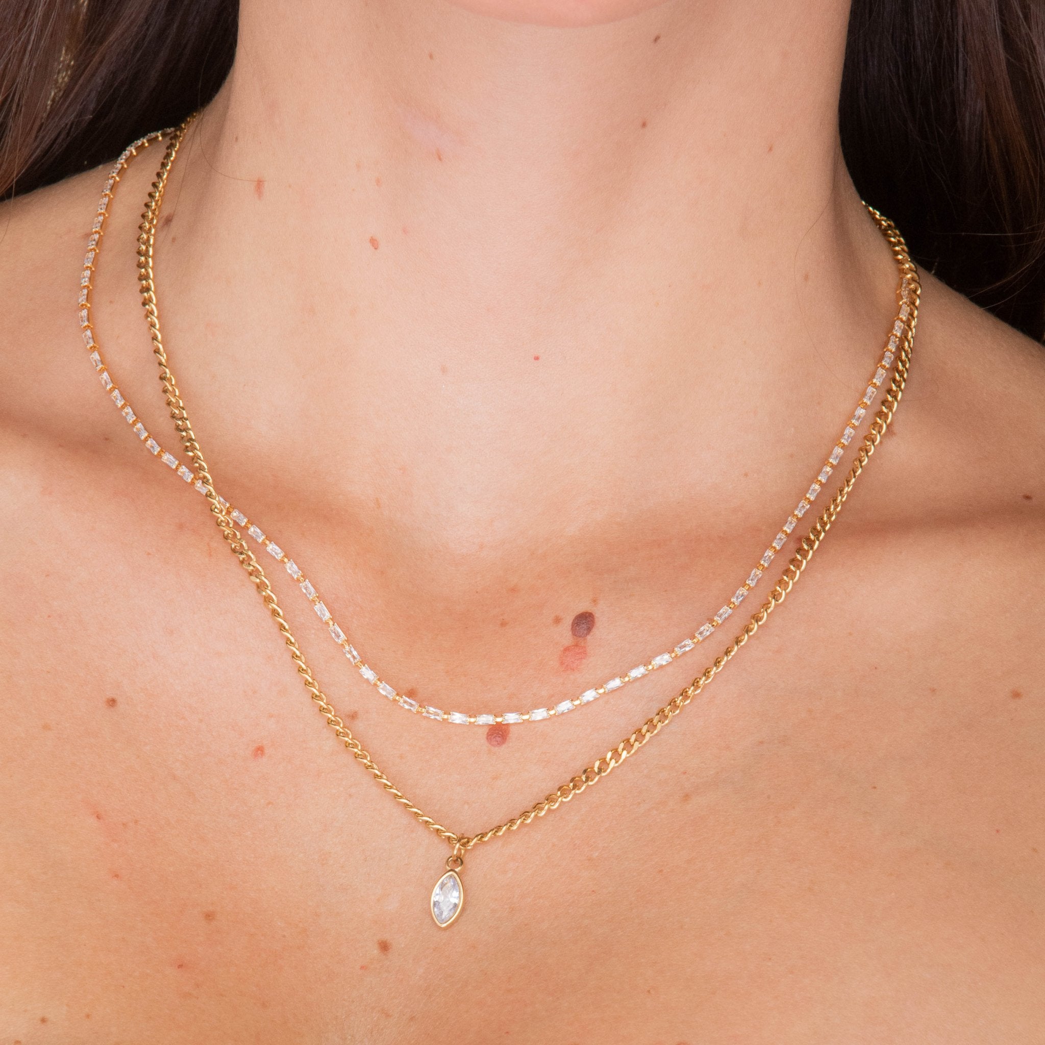 Cuban Marquise Eye Chain Necklace - Camile & Stone